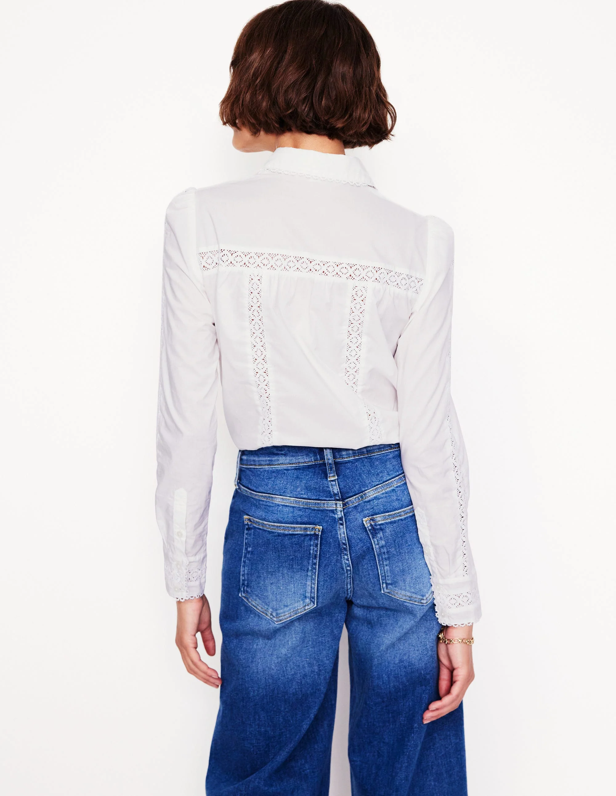 Lace Insert Shirt-White - Image 4