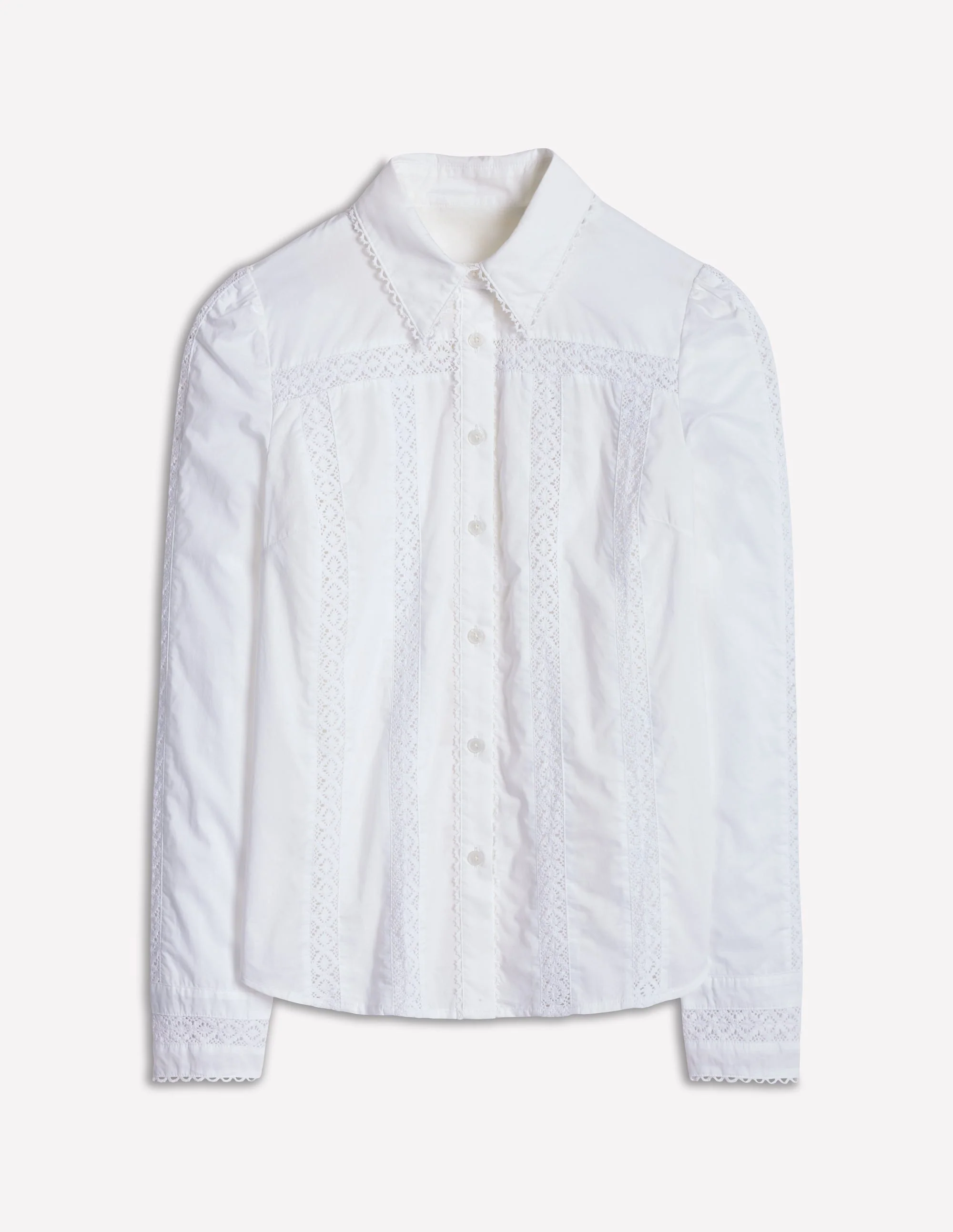 Lace Insert Shirt-White - Image 6