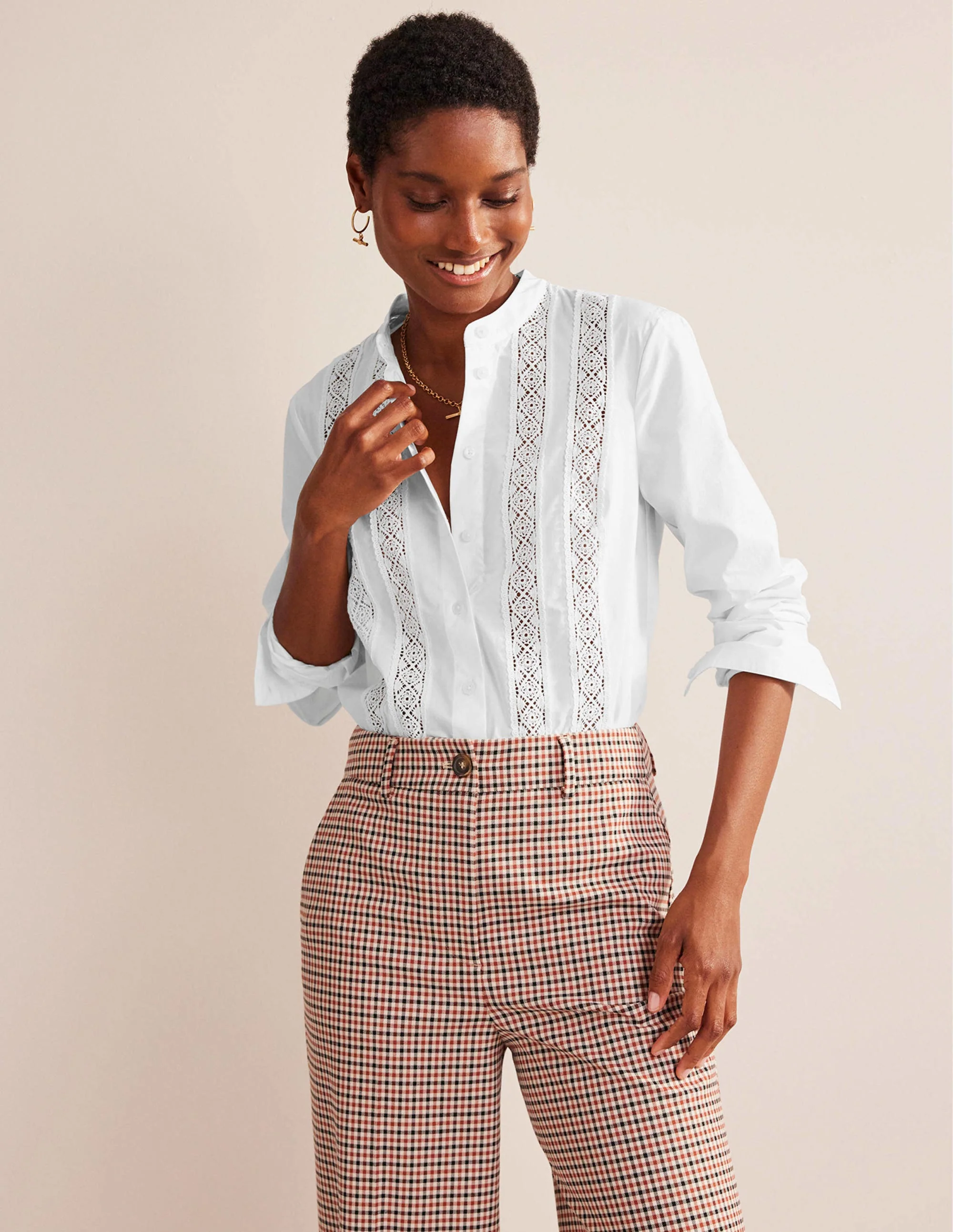 Lace-Panelled Poplin Shirt-White - Image 4