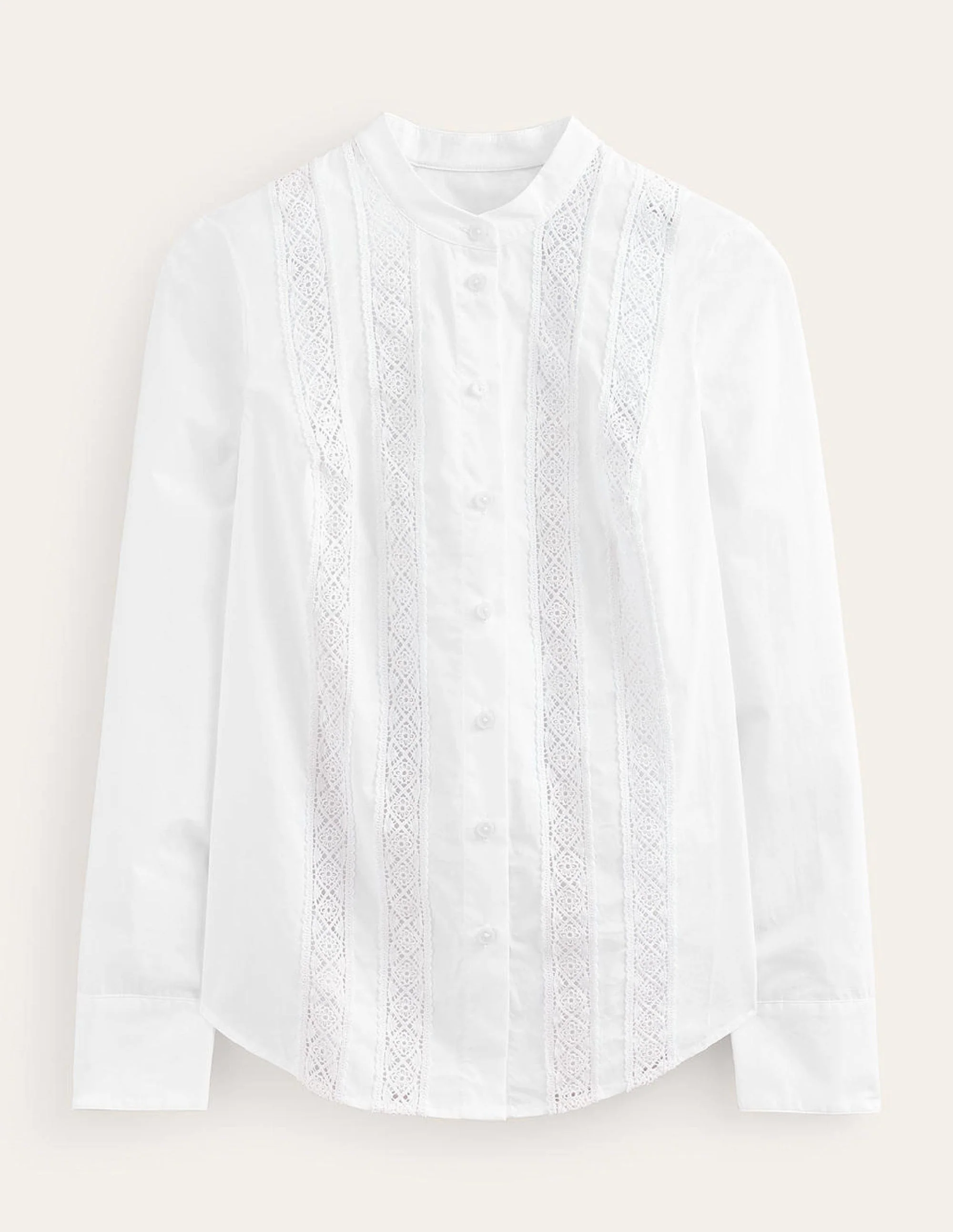 Lace-Panelled Poplin Shirt-White - Image 5