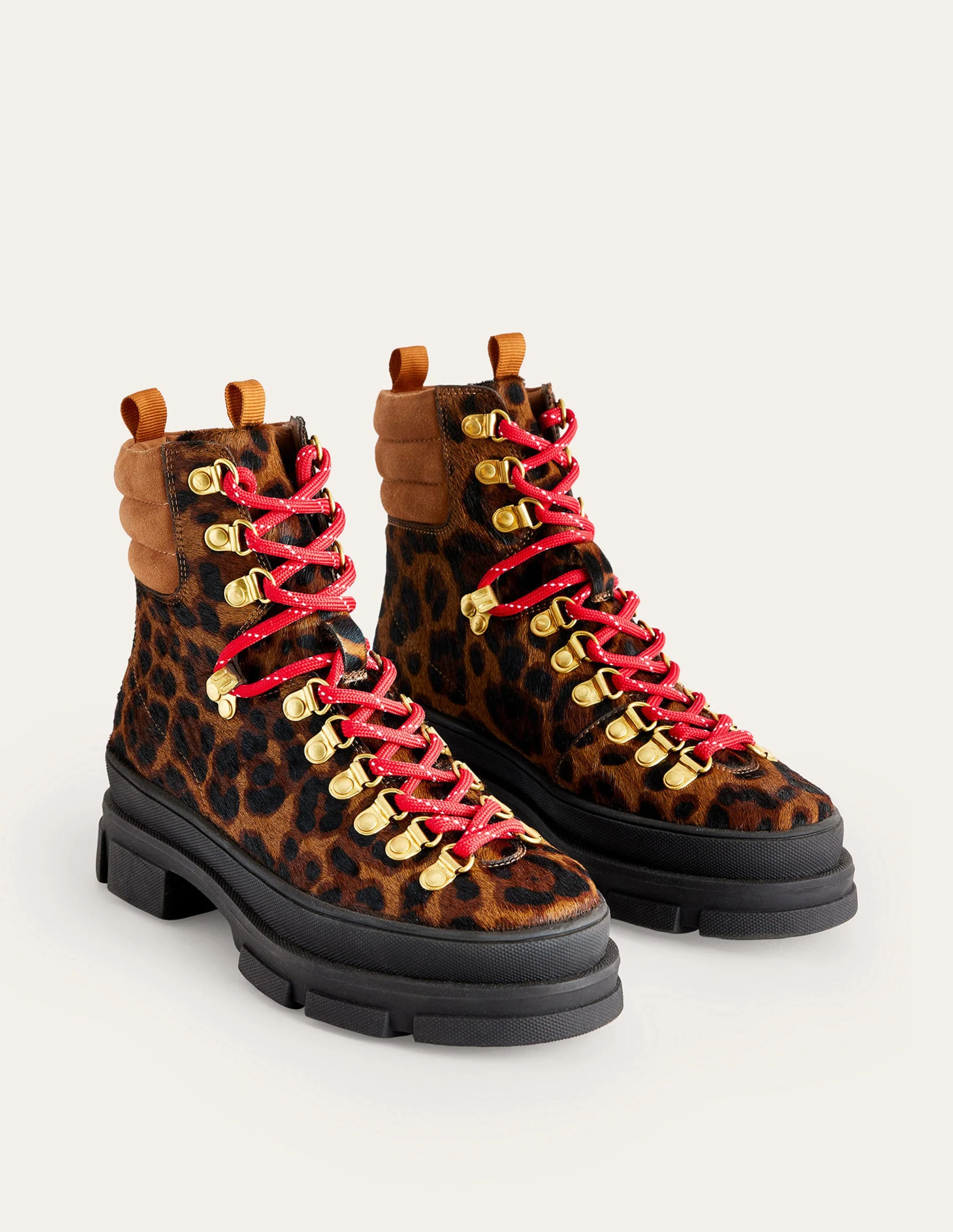 Lace-up Hiker Boots-Leopard Pony - Image 3