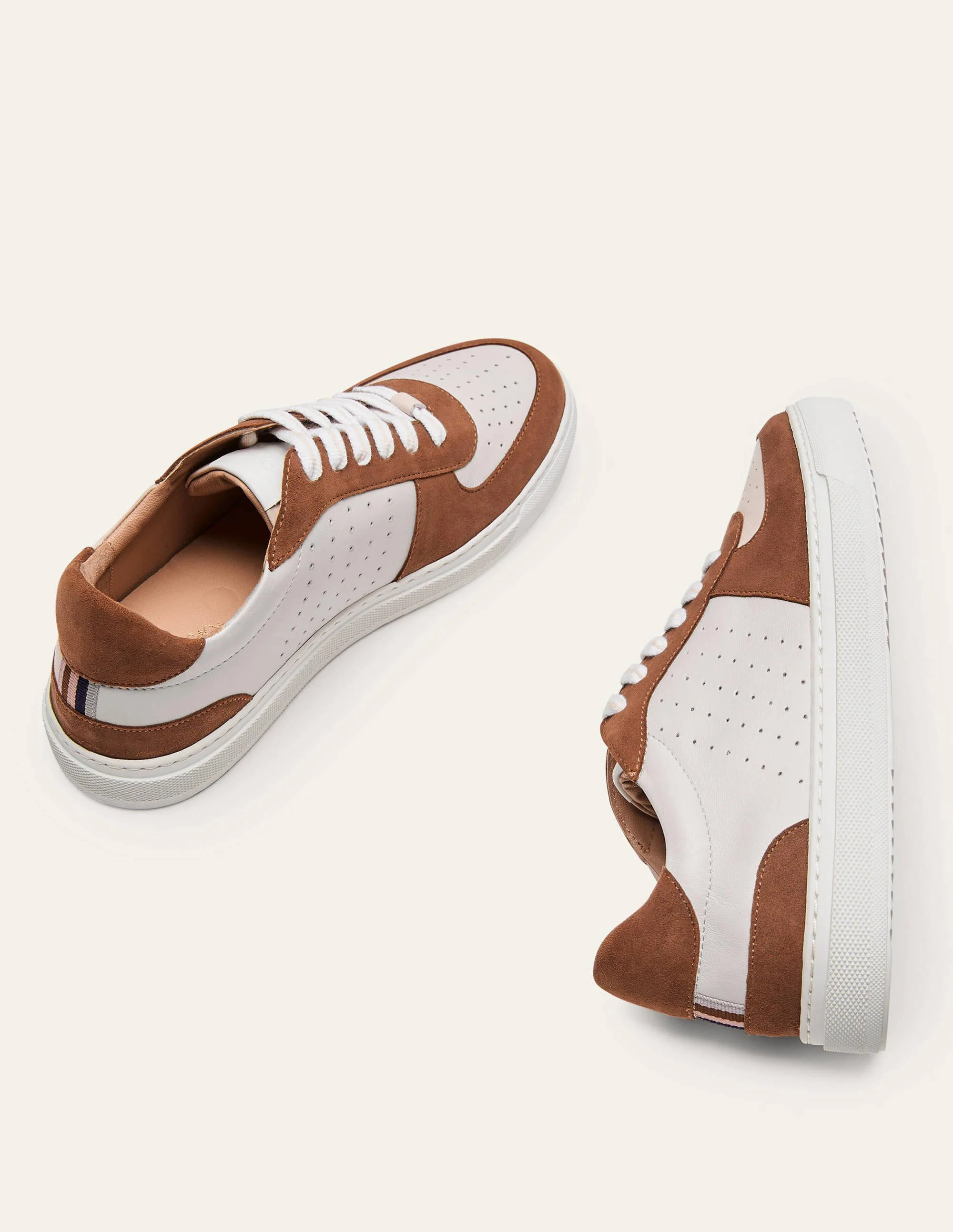 Lace Up Leather Sneakers-Tan - Image 4