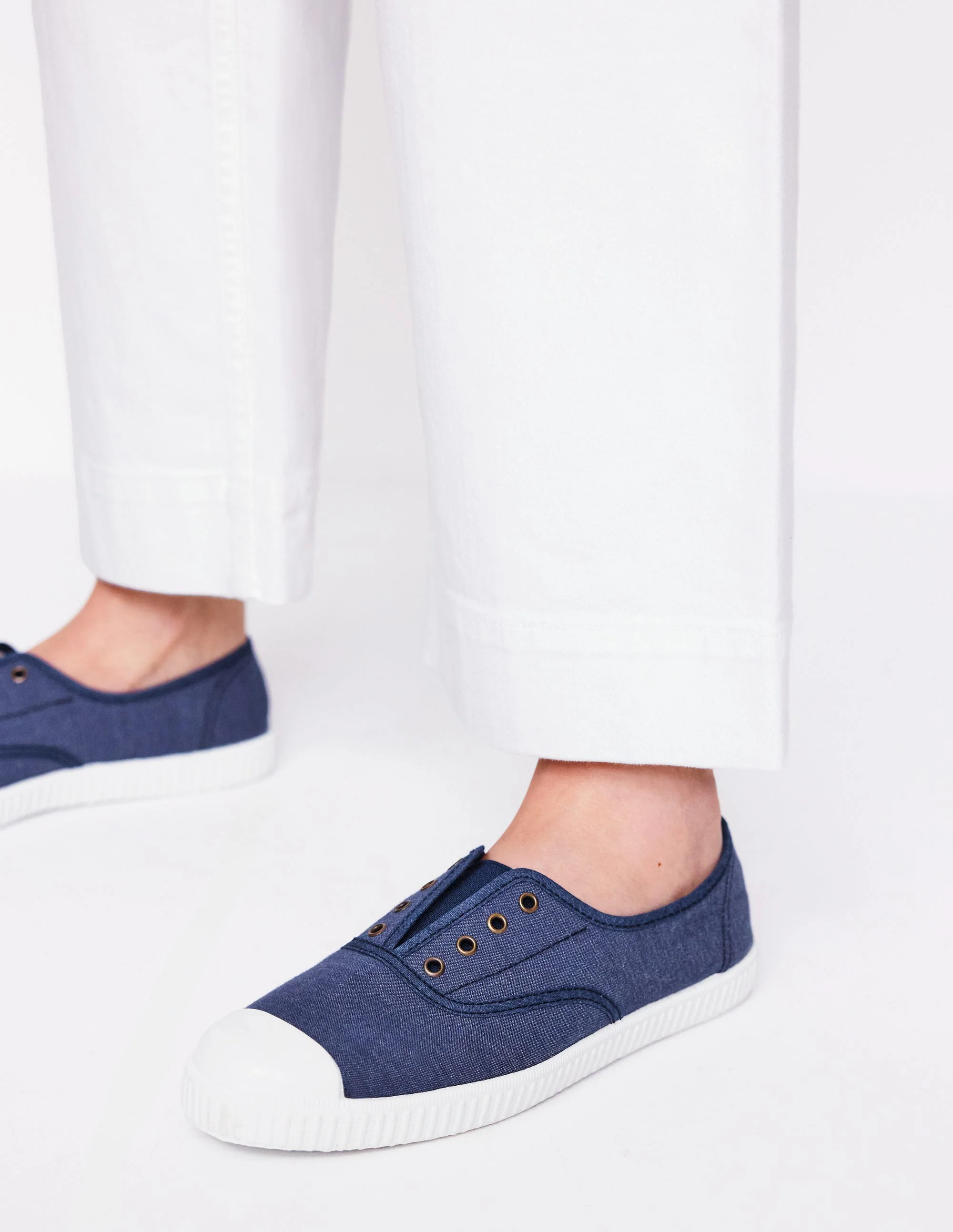 Laceless Canvas Plimsoll-Navy - Image 2