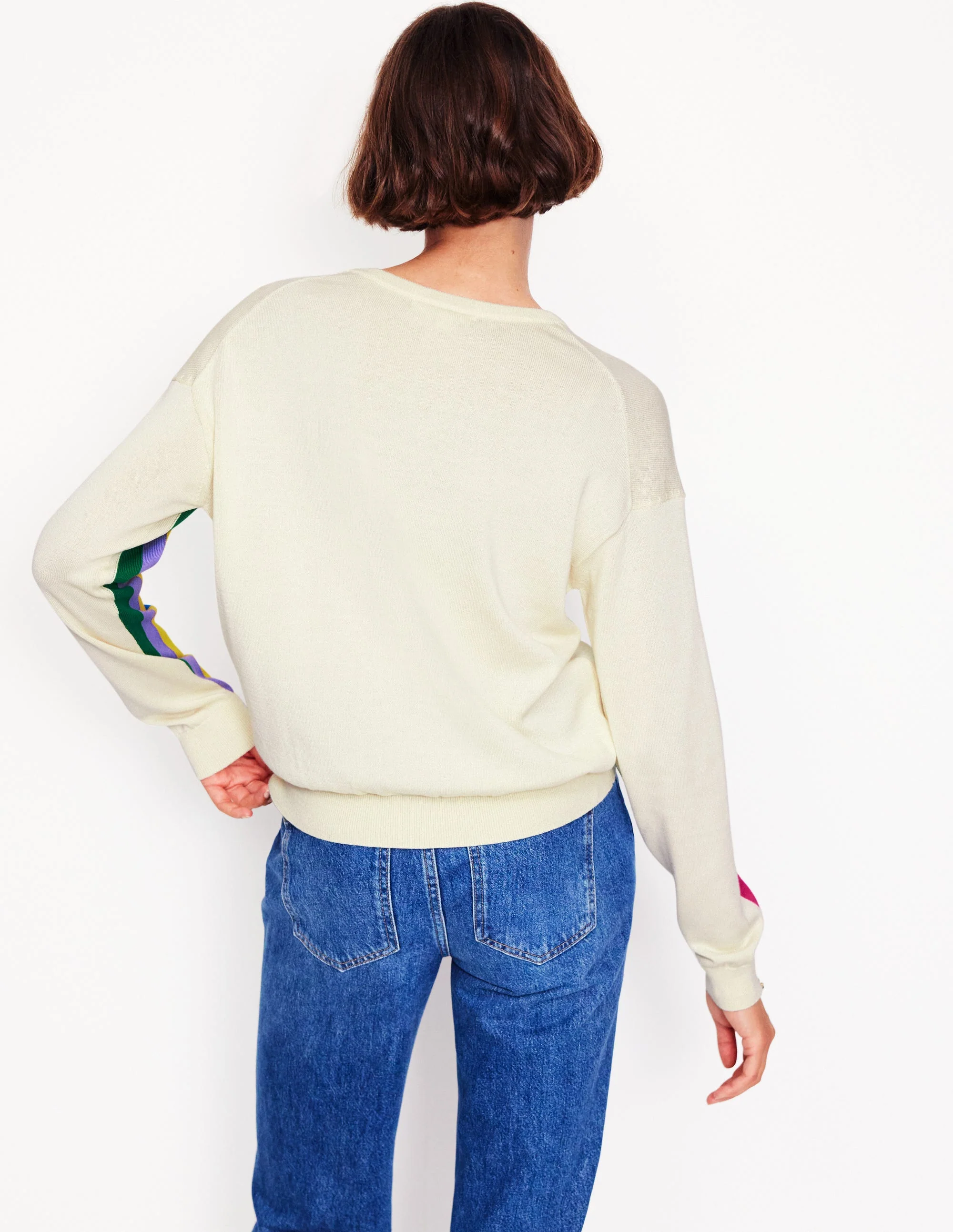 Lara Relaxed Cotton Jumper-Rainbow Curve Knit - Image 3