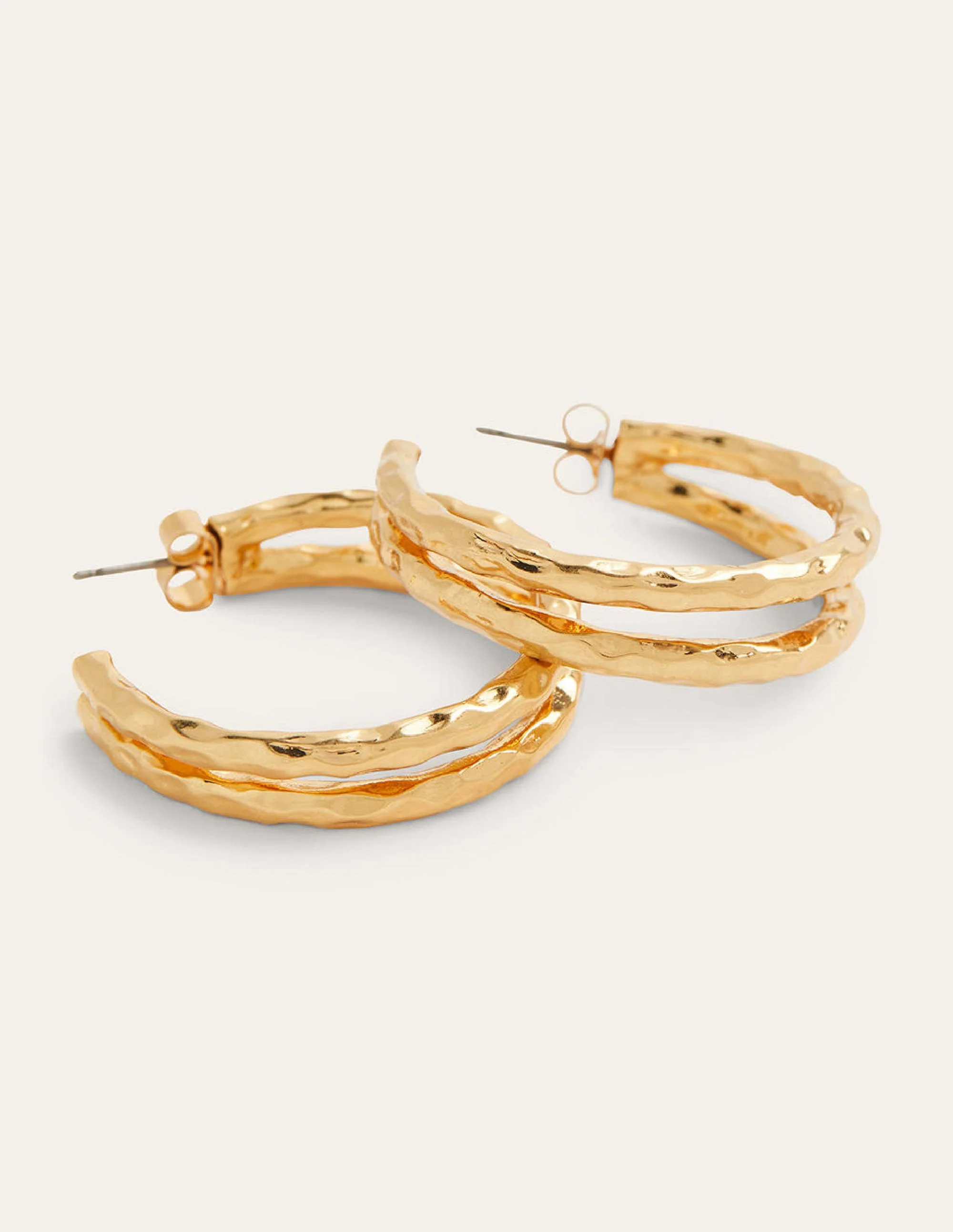 Large Double Hoop Earrings-Gold - Image 3
