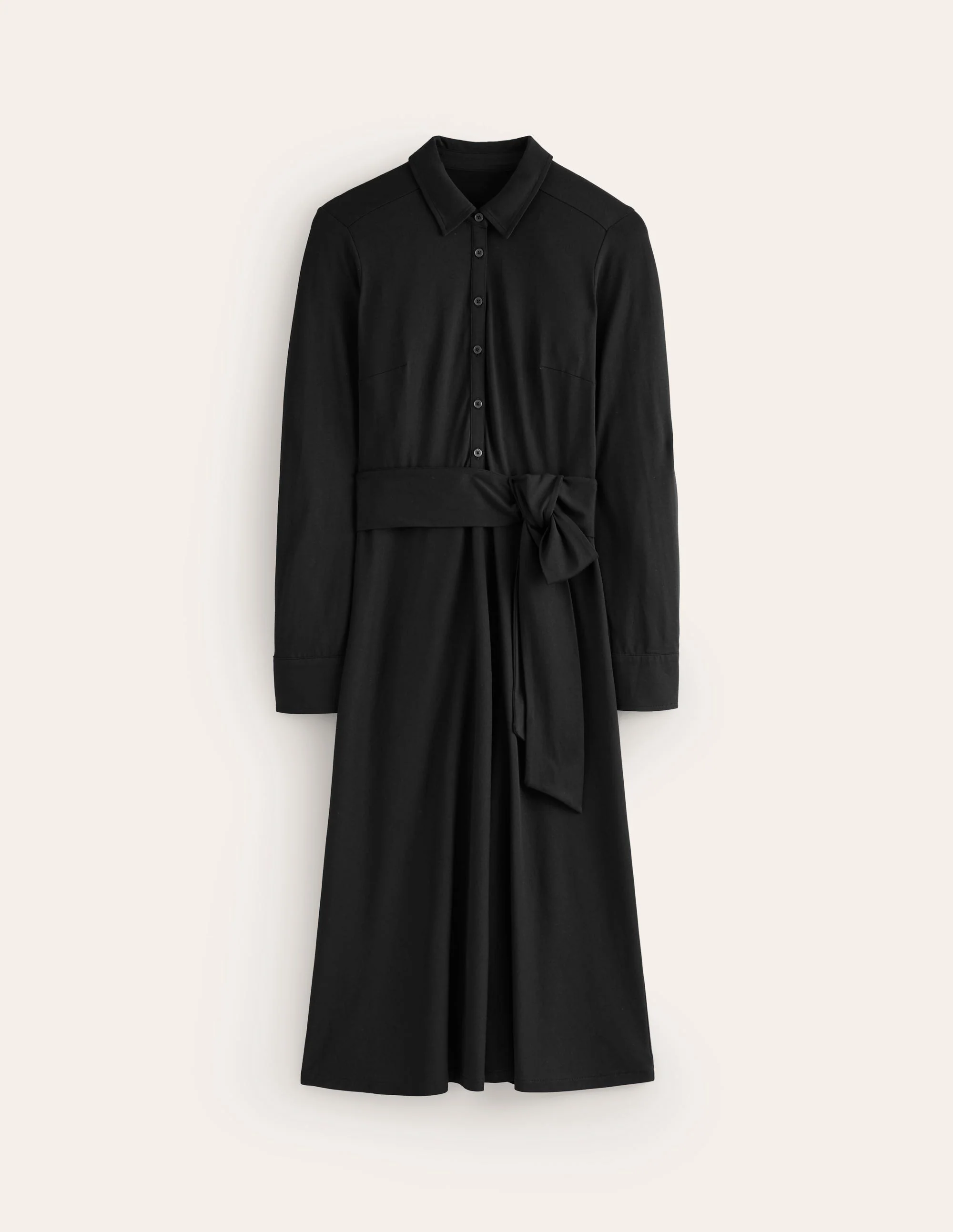 Laura Jersey Midi Shirt Dress-Black - Image 5
