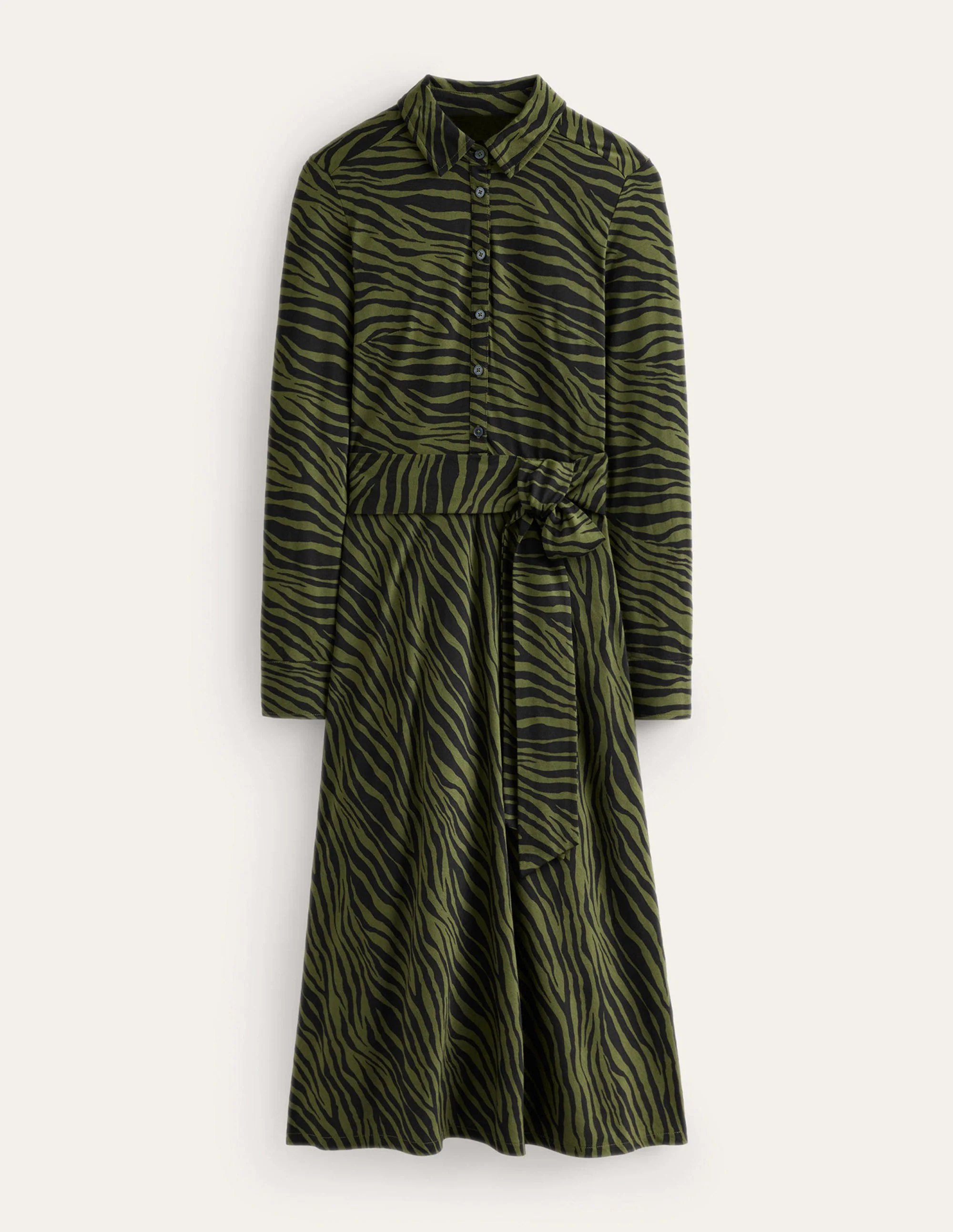 Laura Jersey Midi Shirt Dress-Oregano, Animal Stripe - Image 6