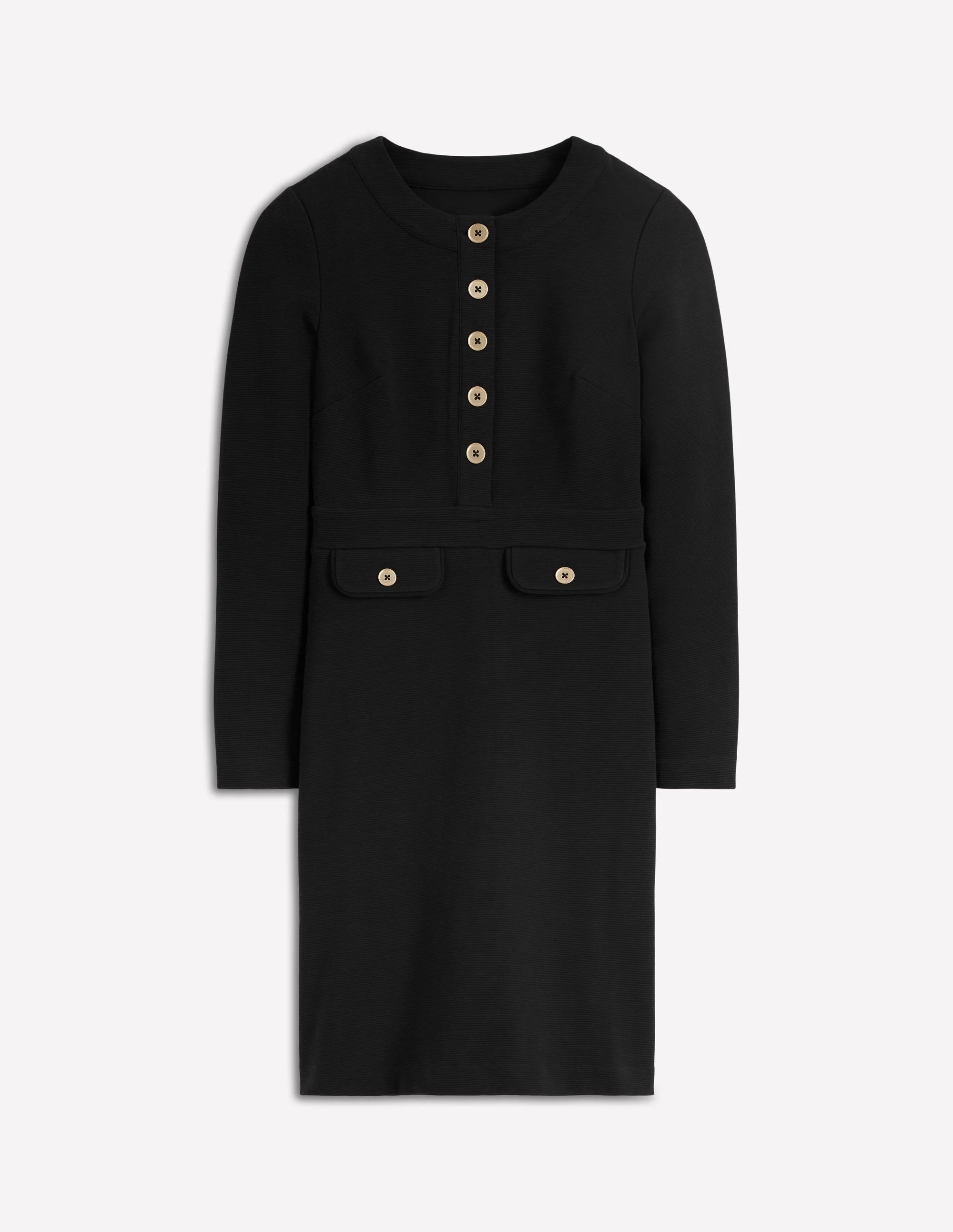 Lavinia Button Shift Dress-Black - Image 6