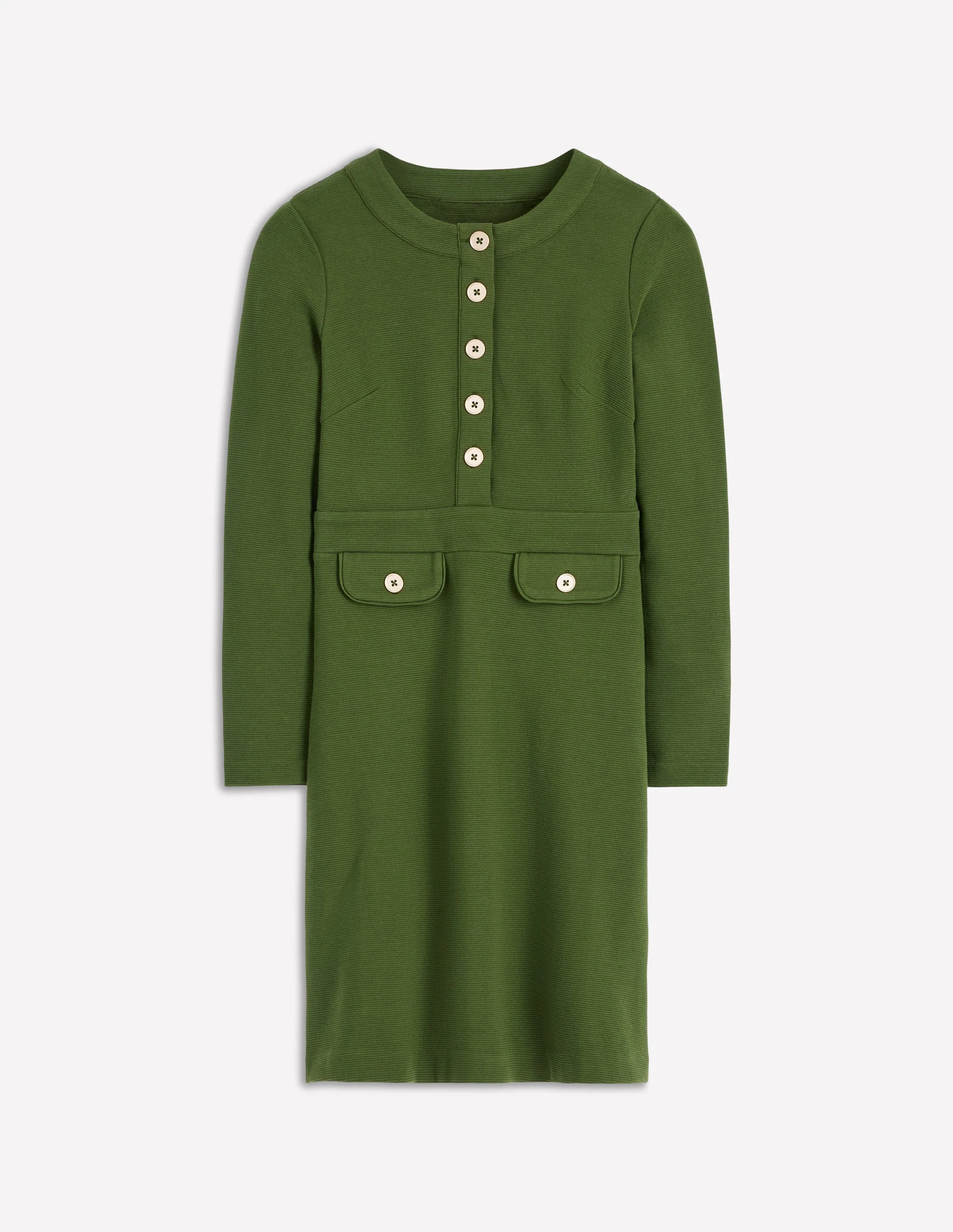 Lavinia Button Shift Dress-Douglas Fir - Image 5