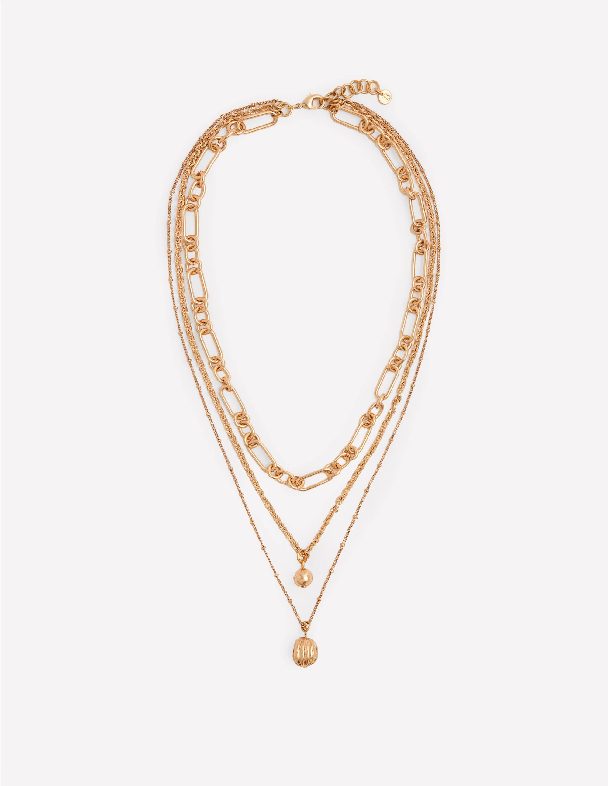 Layered Drop Chain Necklace-Gold - Image 2