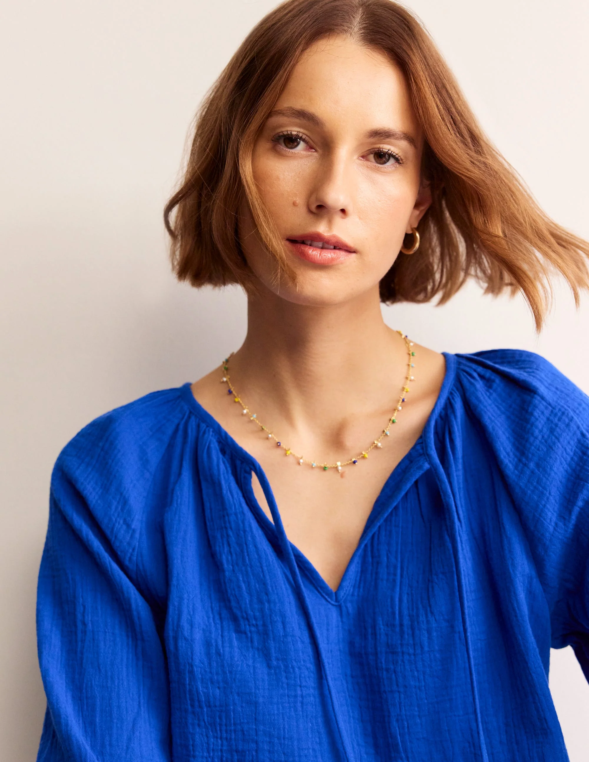 Layering Disk Necklace-Blue Multi