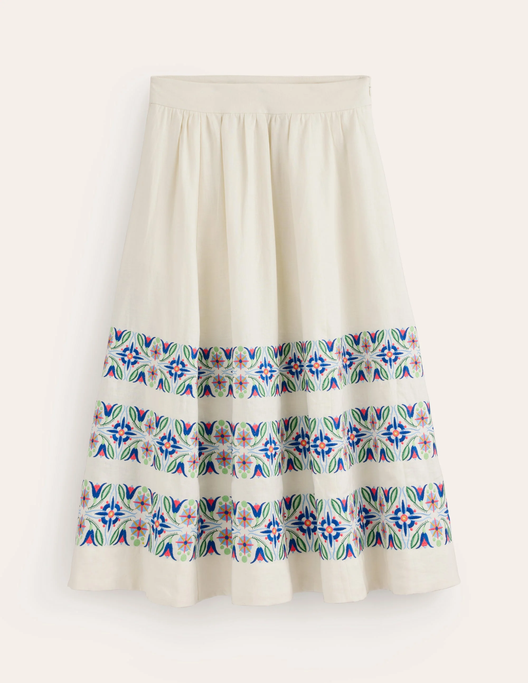 Layla Embroidered Midi Skirt-Neutral - Image 6