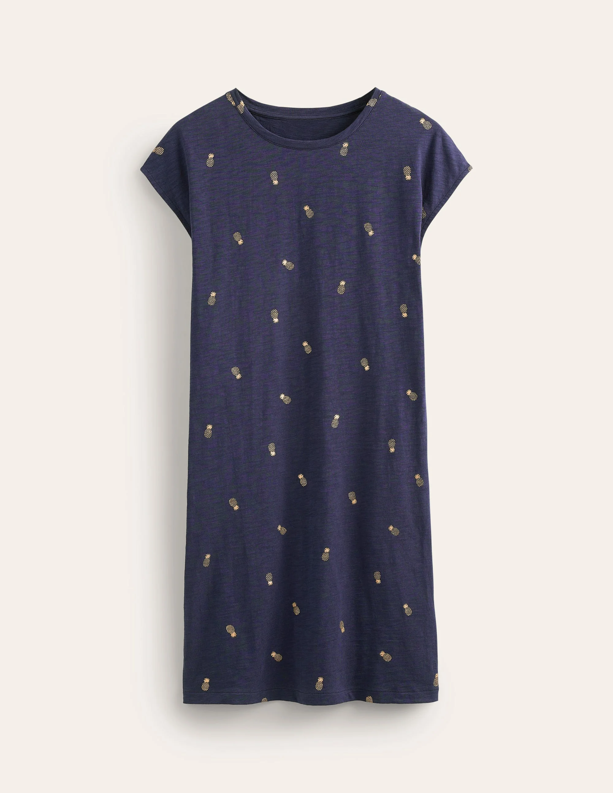 Leah Jersey T-shirt Dress-French Navy, Pineapple Foil - Image 6