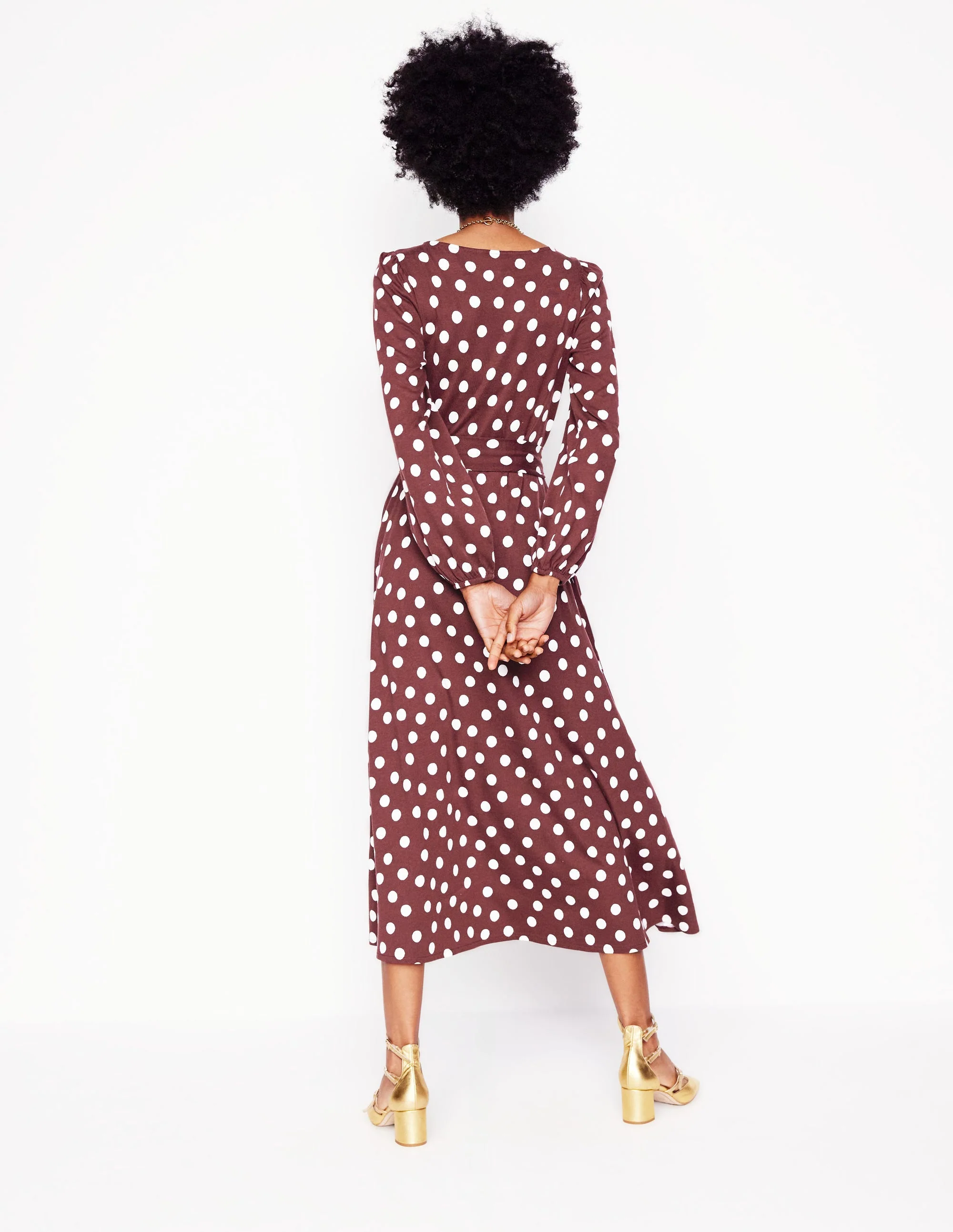 Leandra Jersey Midi Dress-Chestnut, Abstract Dot - Image 4