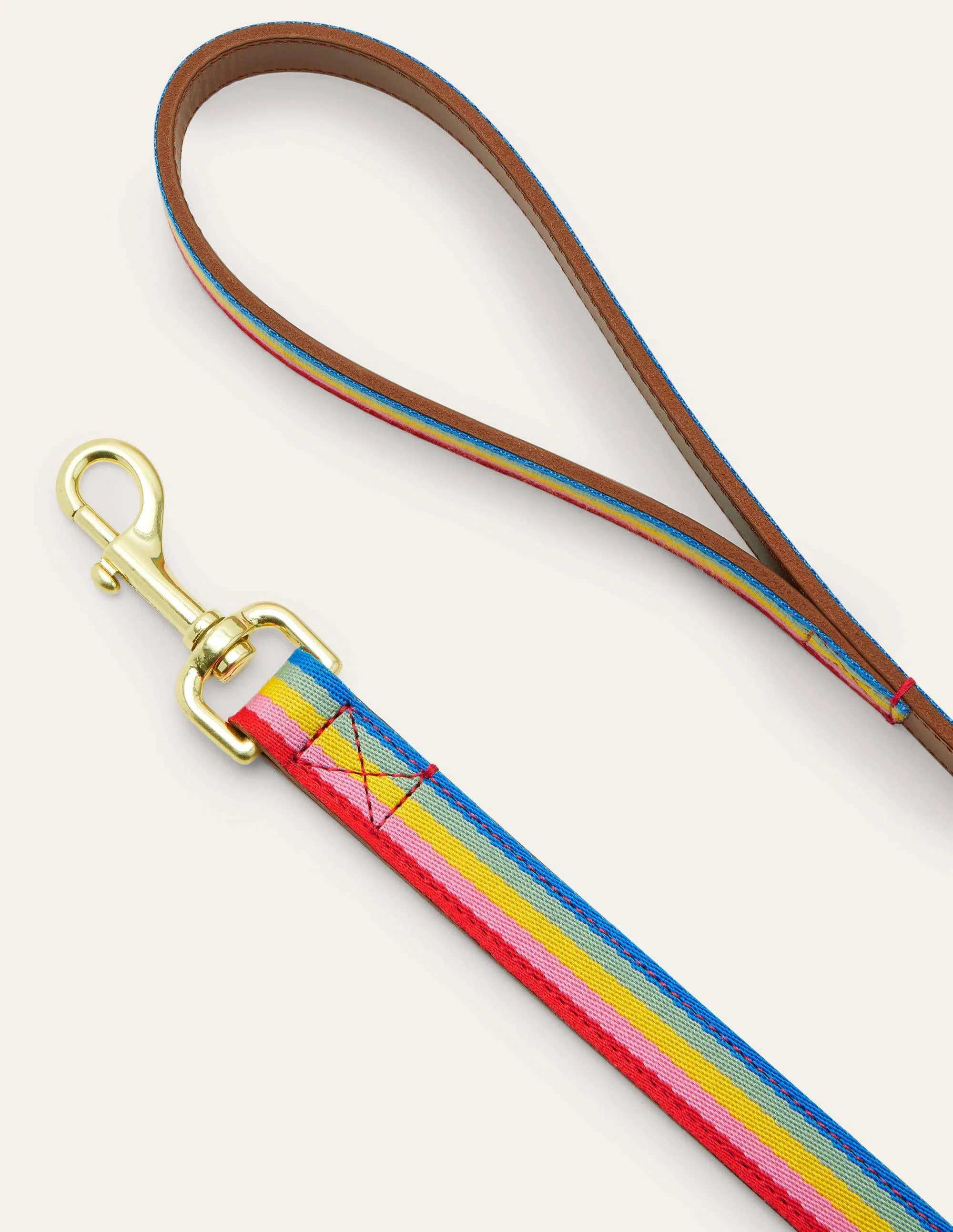 Leather Dog Lead-Tan, Multi Stripe - Image 2