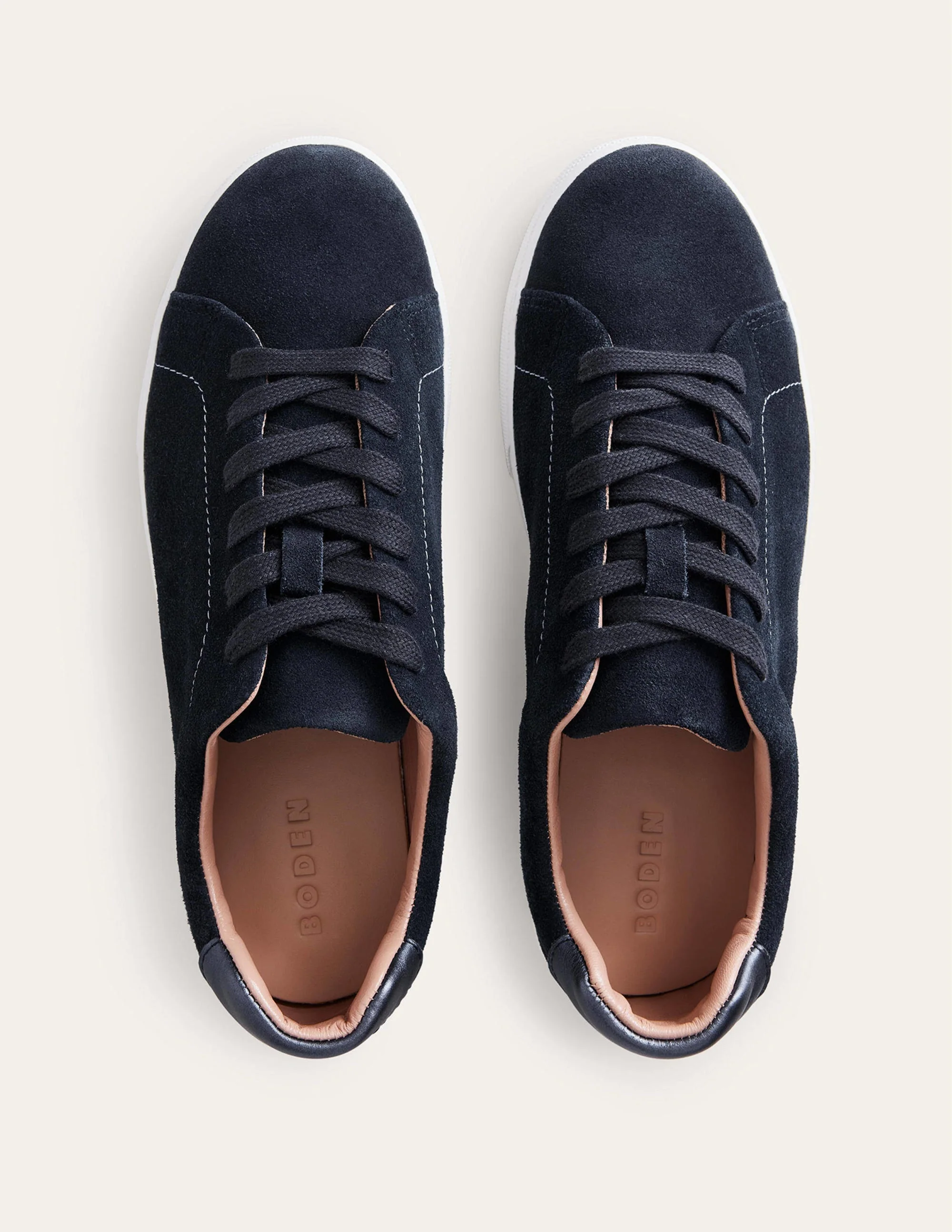 Leather Flatform Sneakers-Navy Suede - Image 5