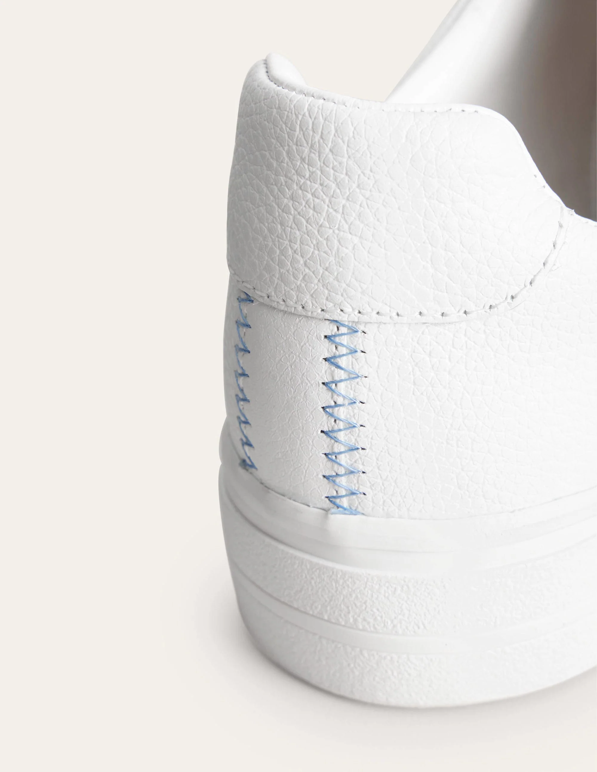 Leather Flatform Sneakers-White Tumbled Leather - Image 4