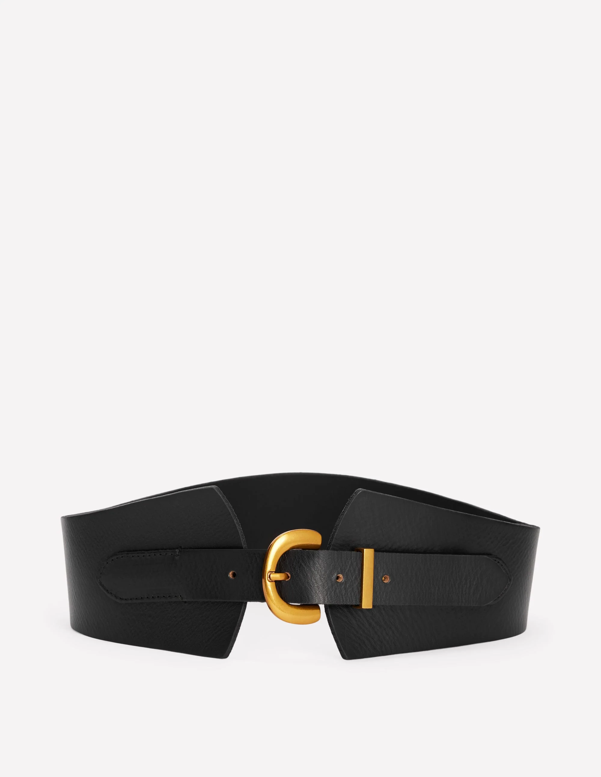 Leather Wide Waist Belt-Black