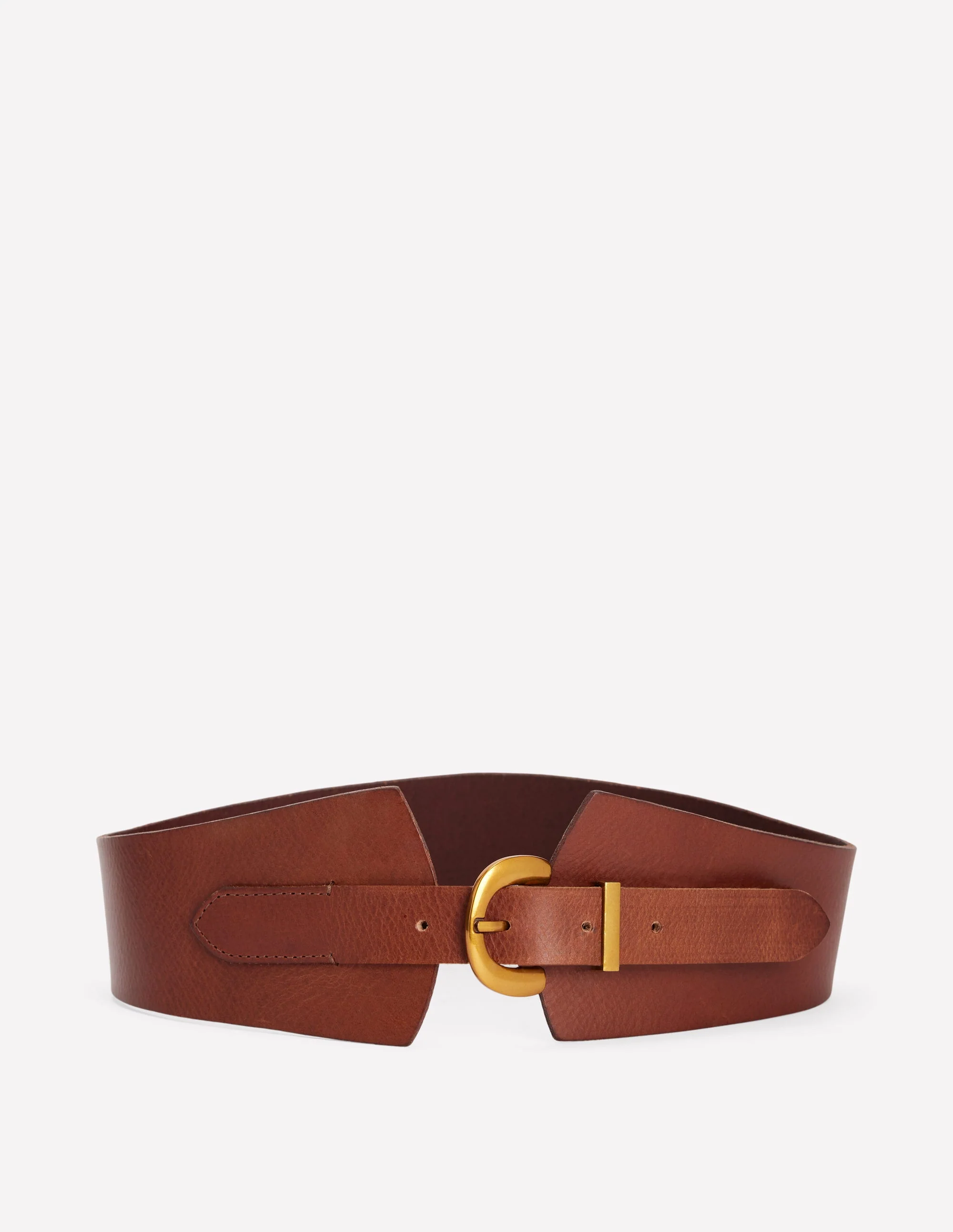 Leather Wide Waist Belt-Dark Tan