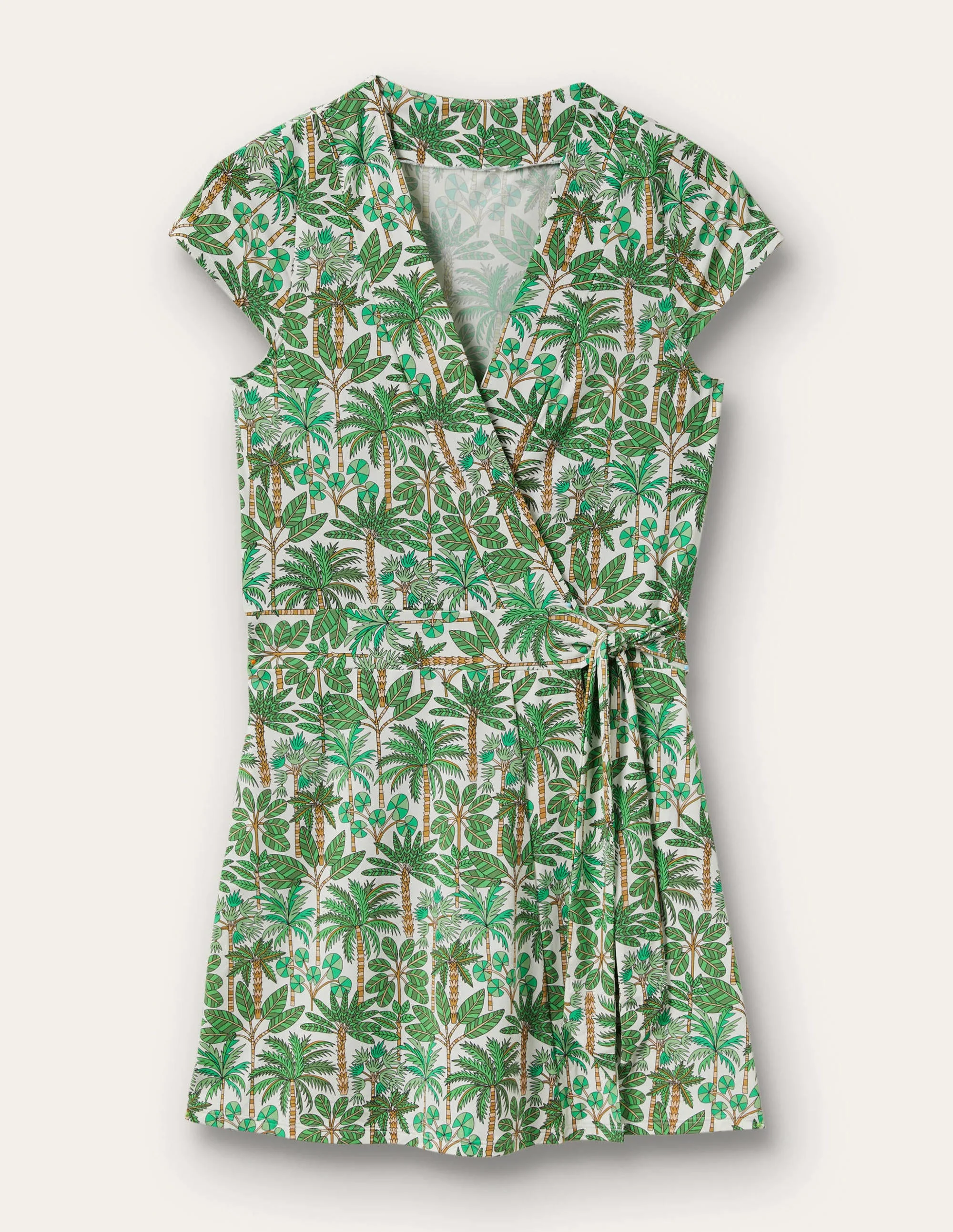 Lefkada Wrap Beach Dress-Ivory, Palm Forest - Image 5