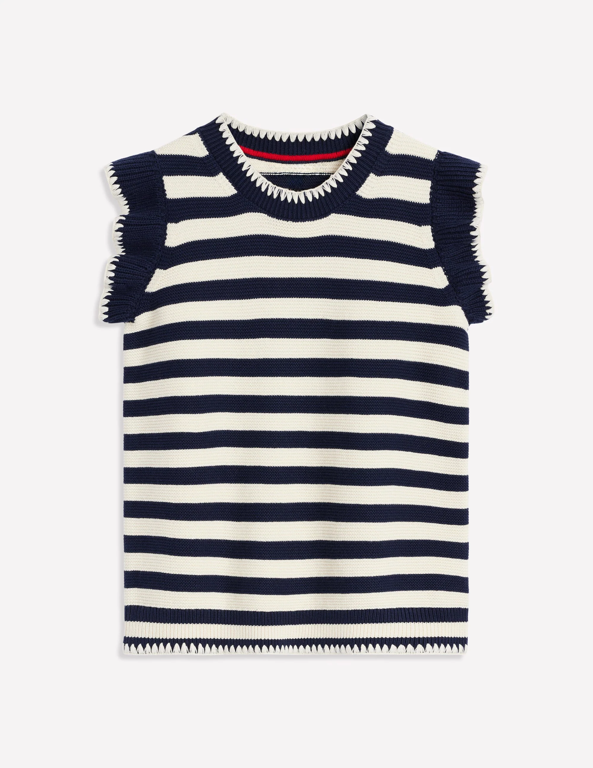 Lena Stitch Detail Vest-Navy and Ivory Stripe - Image 7
