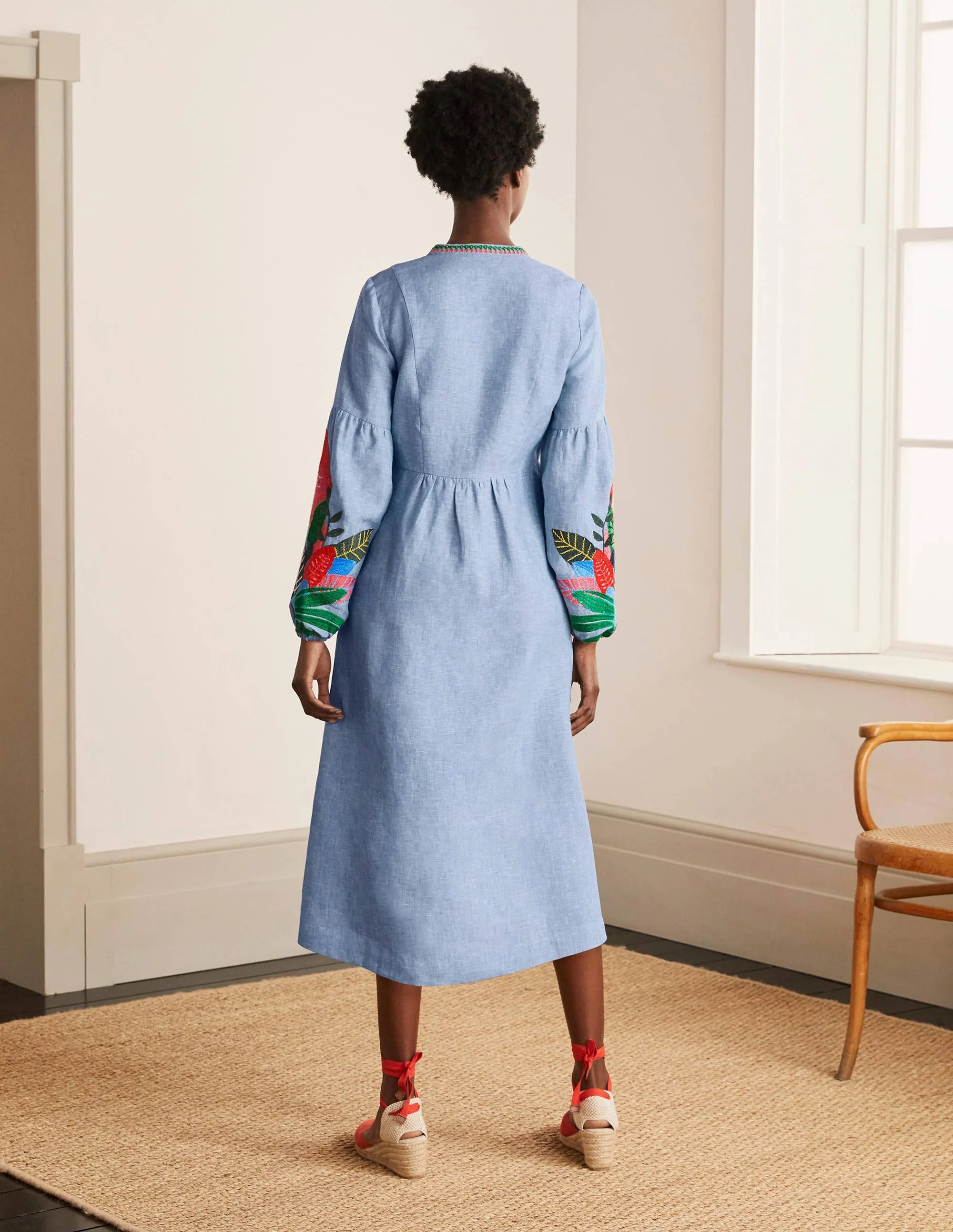 Leonie Linen Dress-Grey Blue Chambray