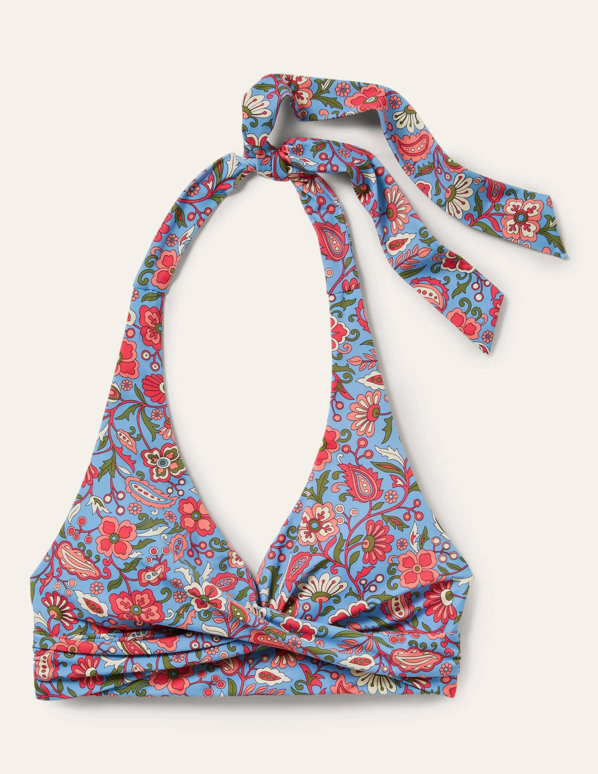 Levanzo Halter Bikini Top-Dusty Blue, Oriental Paradise - Image 6