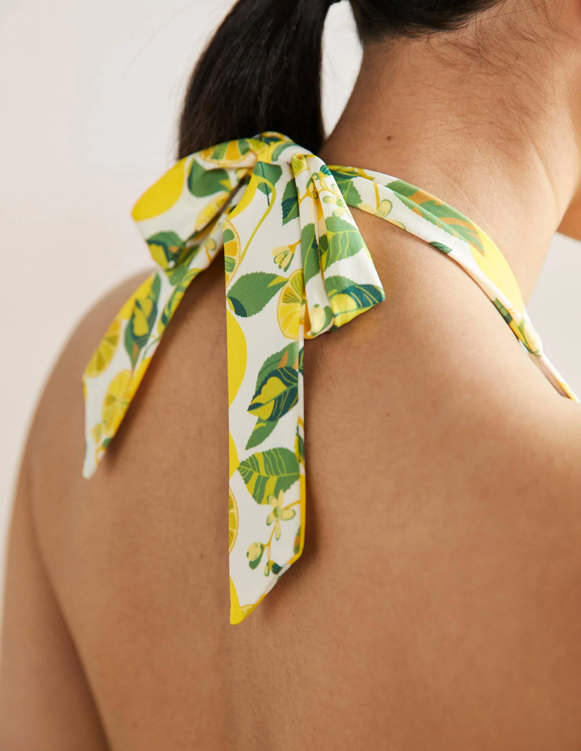 Levanzo Halter Swimsuit-Ivory, Lemon Vine - Image 2