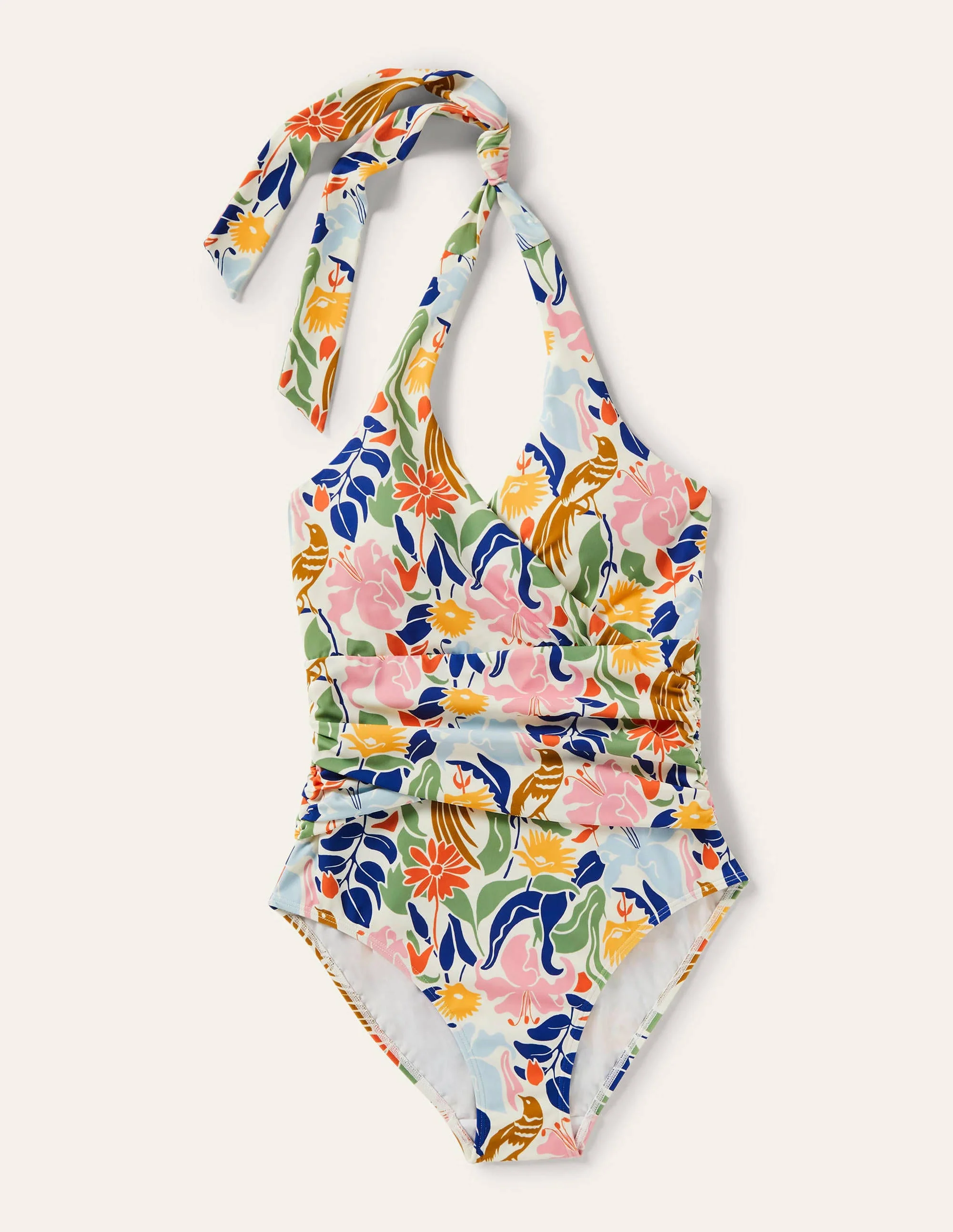 Levanzo Halter Swimsuit-Ivory, Oriental Bird - Image 5