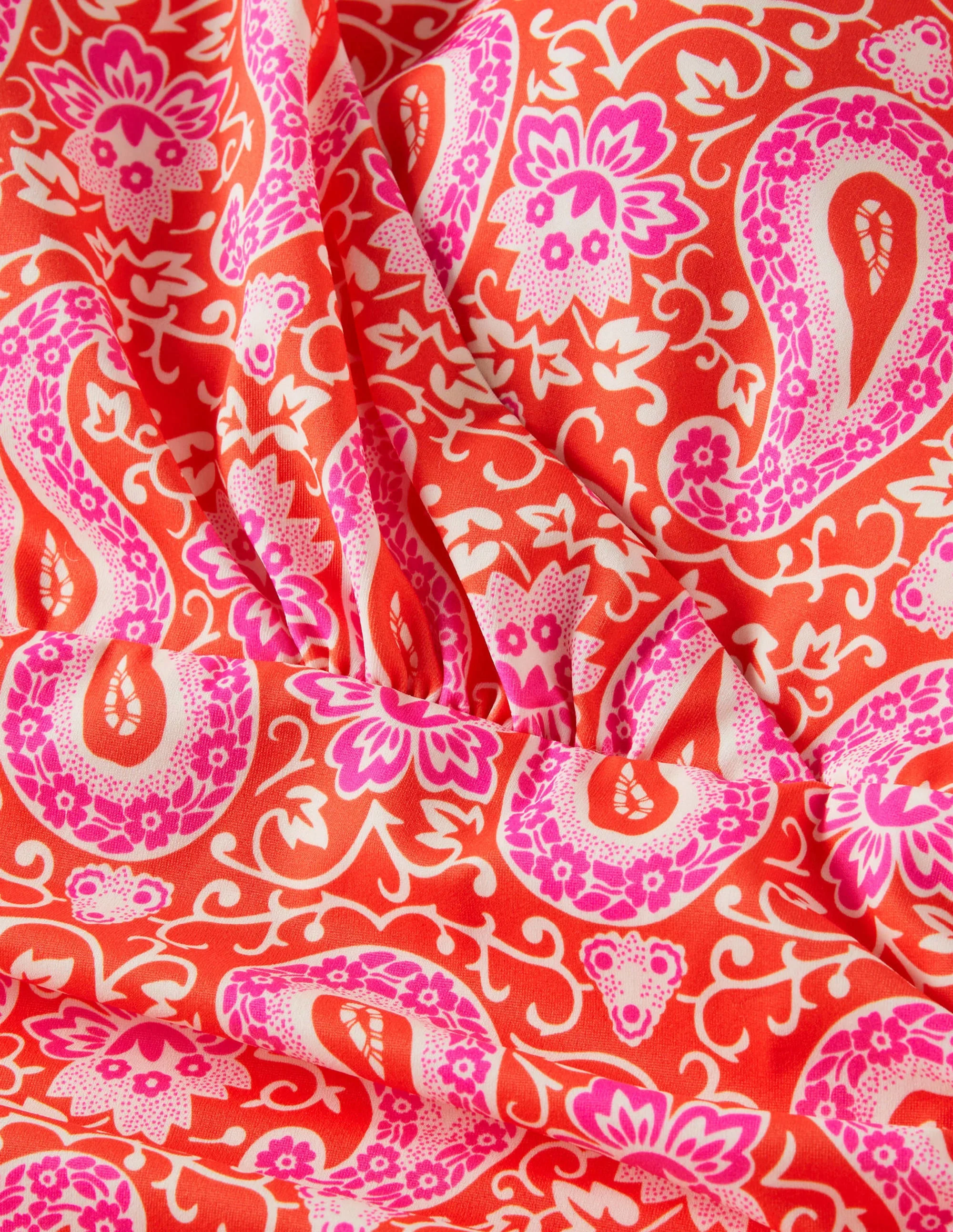 Levanzo Halter Tankini Top-Bright Papaya, Paisley - Image 6