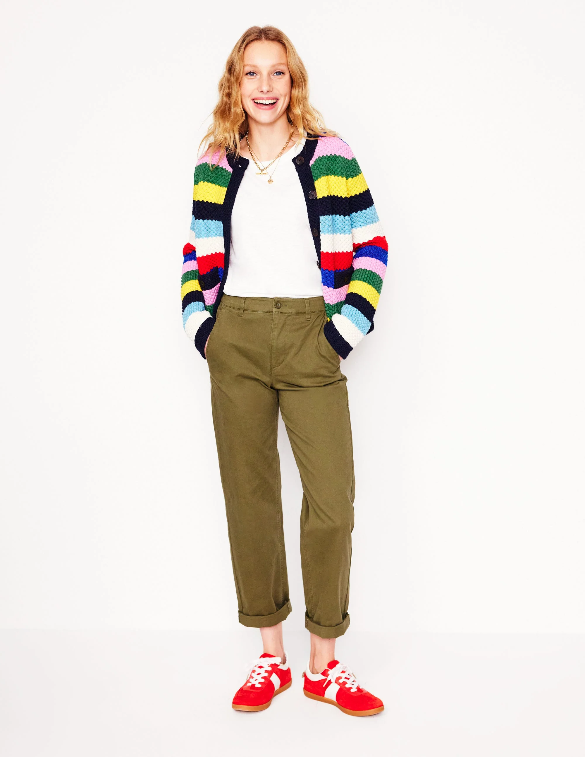 Libby Knitted Jacket-Poppy Red, Blue Multi - Image 6