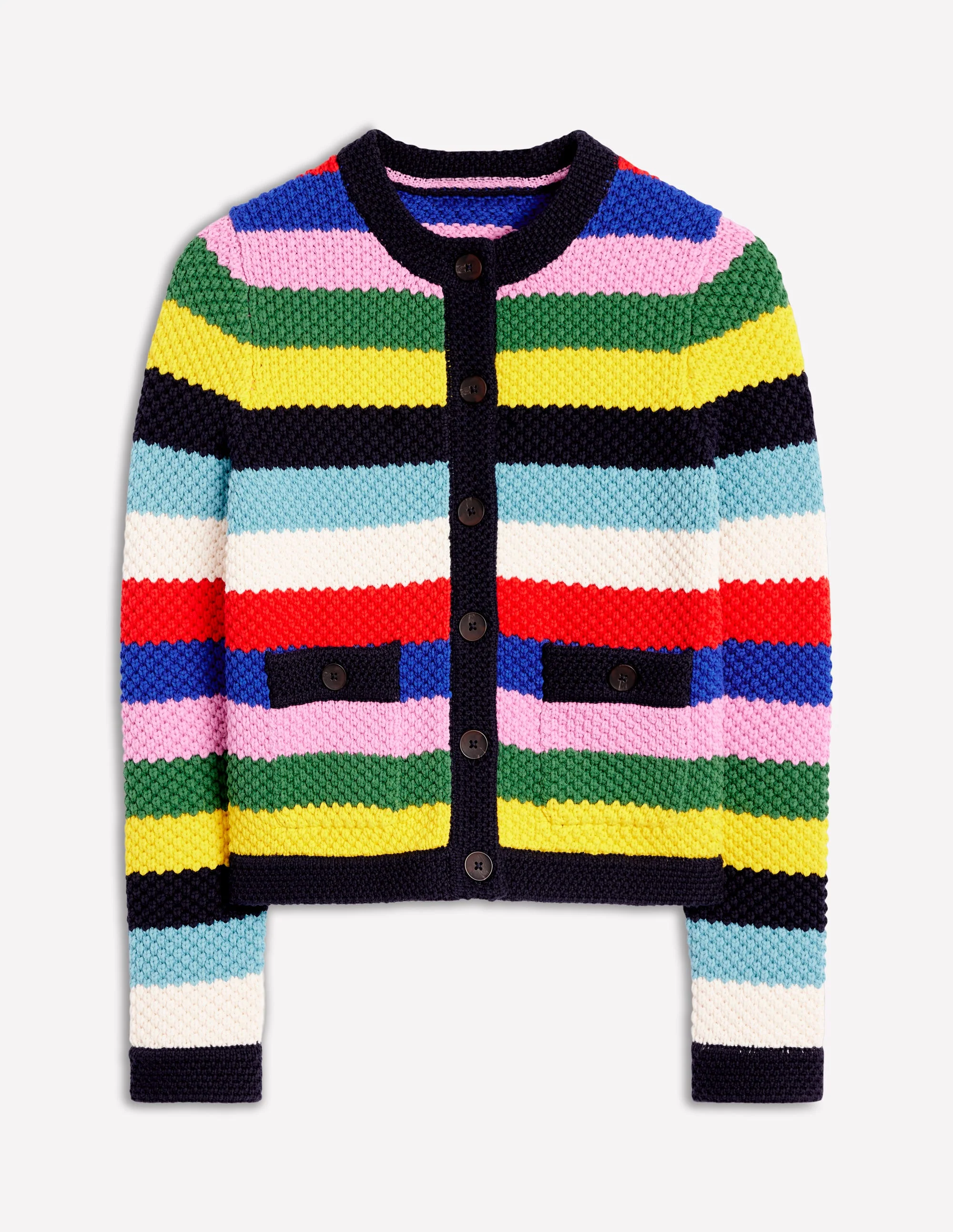Libby Knitted Jacket-Poppy Red, Blue Multi - Image 8