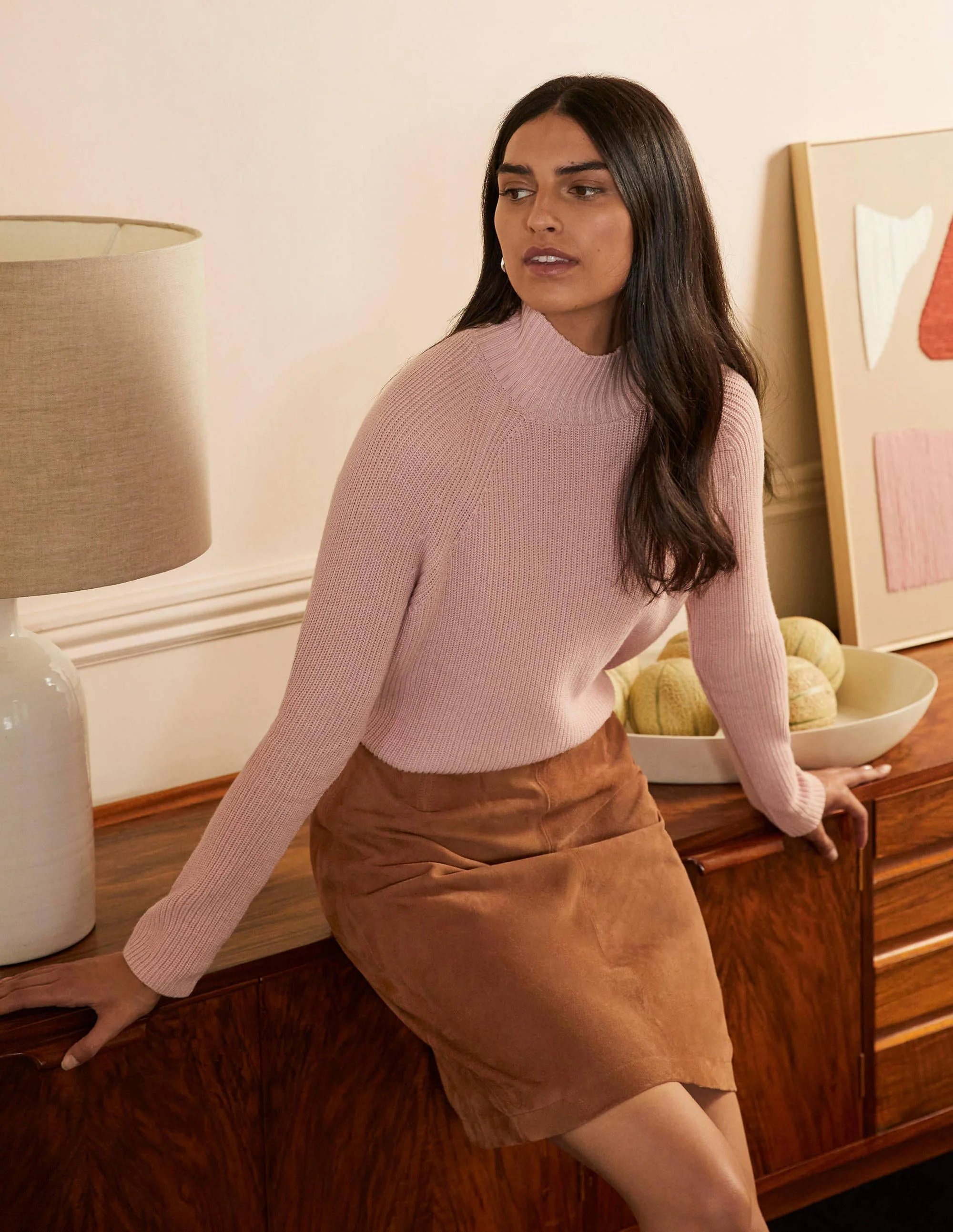 Lilian Suede Mini Skirt-Camel - Image 3