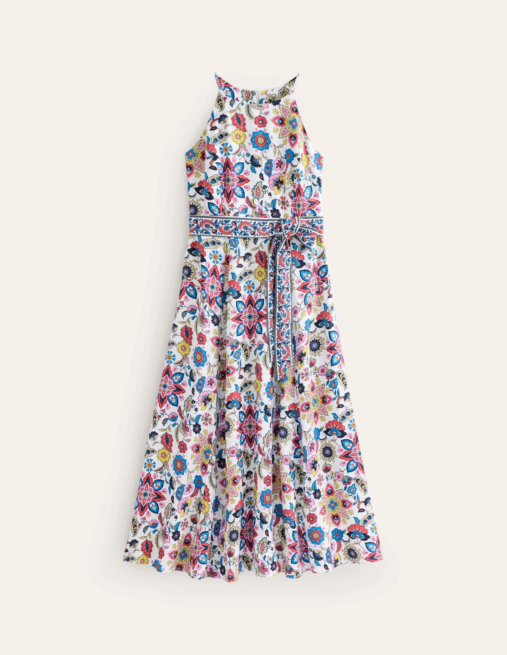 Linen Maxi Halter Dress-Ivory, Botanic Sprig - Image 5