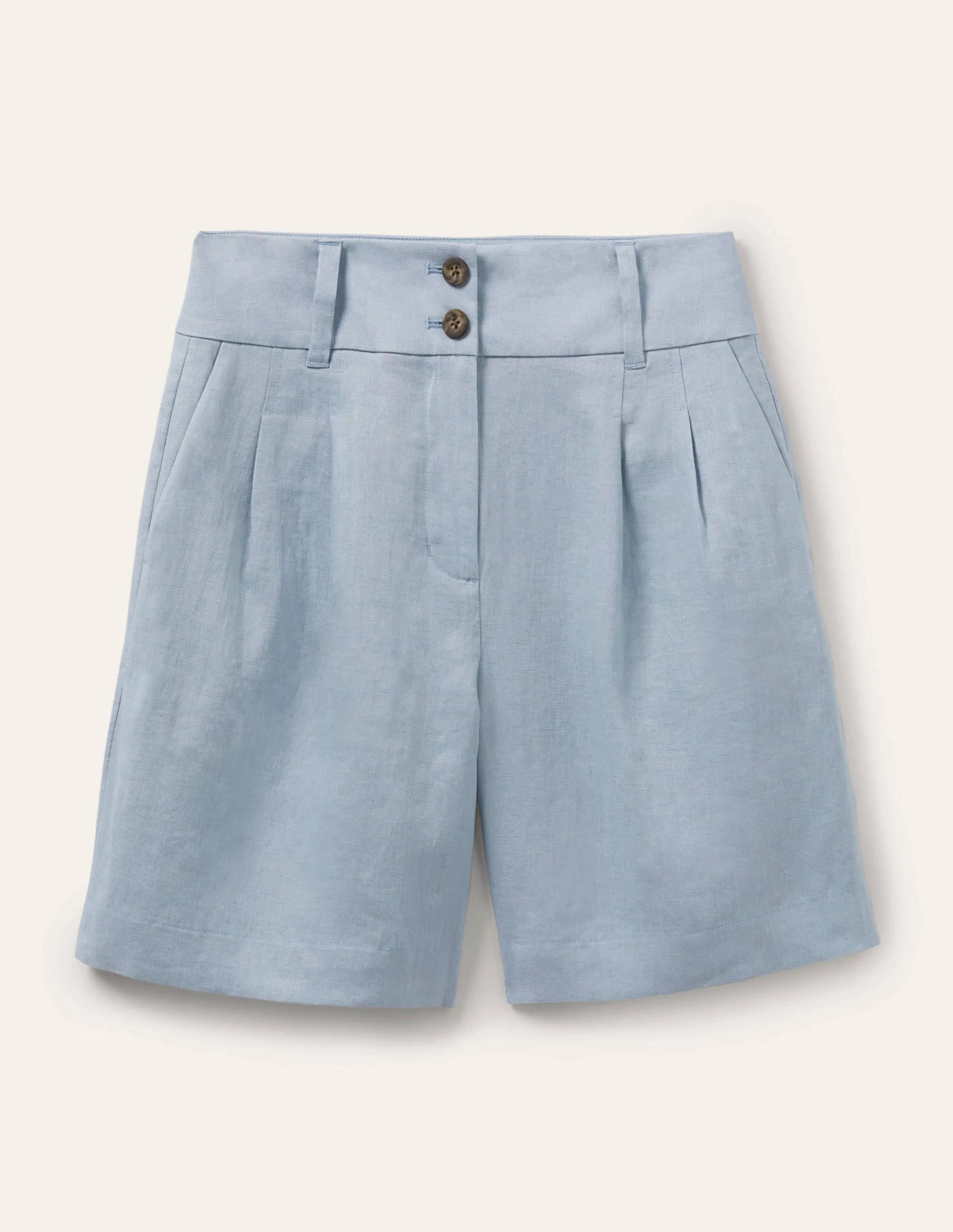 Linen Pleat Shorts-Dusty Blue - Image 5