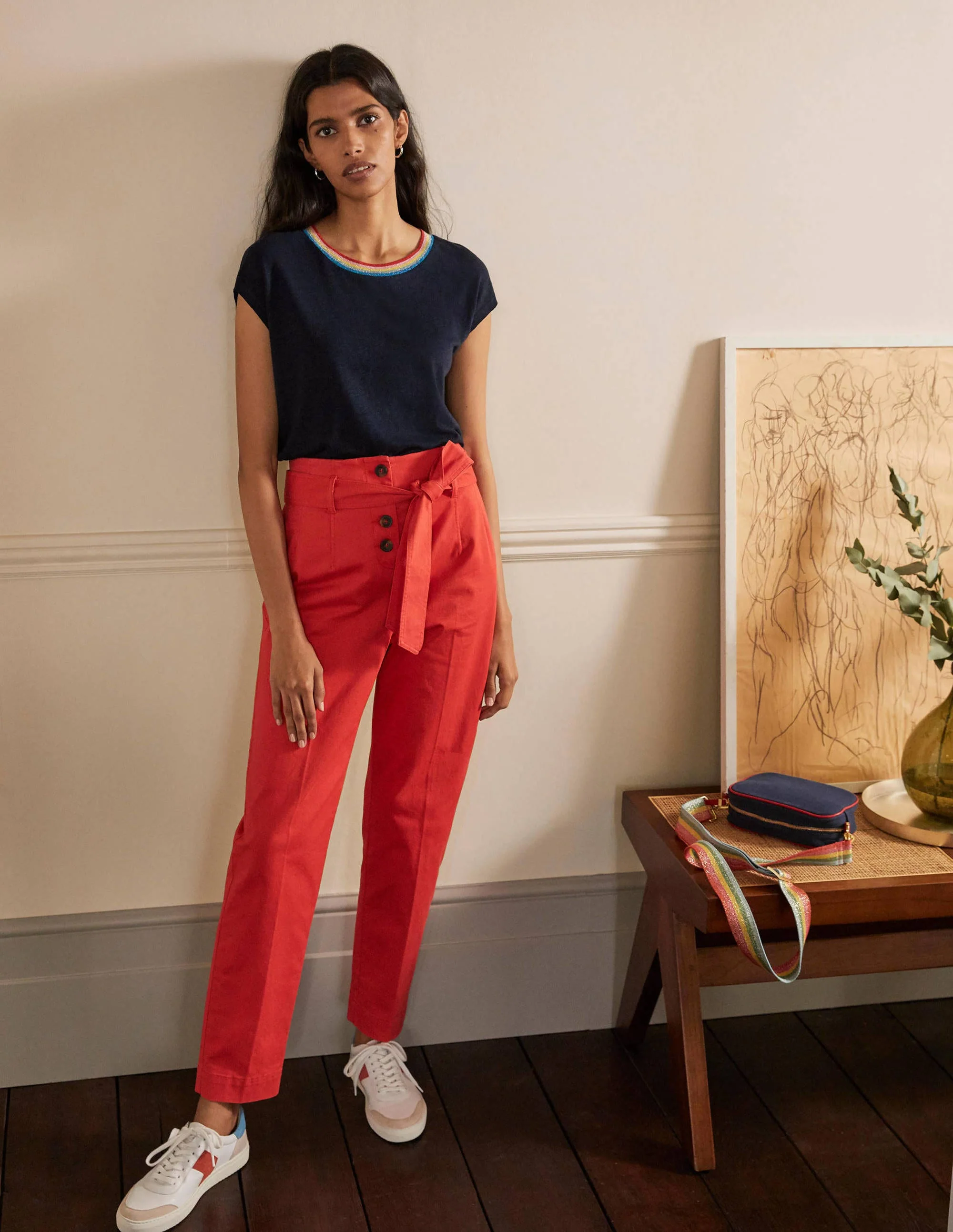 Linen Sparkle Short Sleeve Tee-Navy - Image 3
