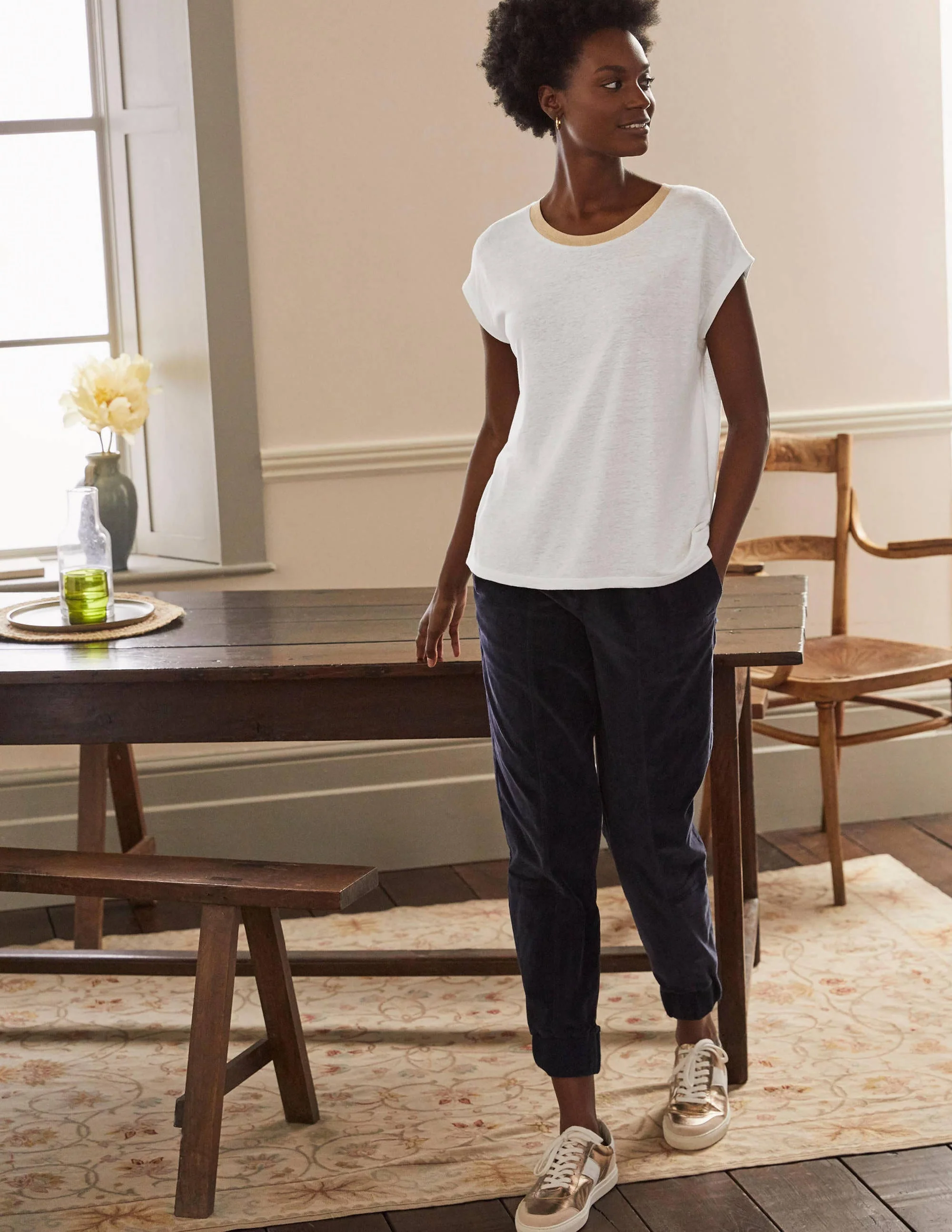 Linen Sparkle Short Sleeve Tee-White - Image 3