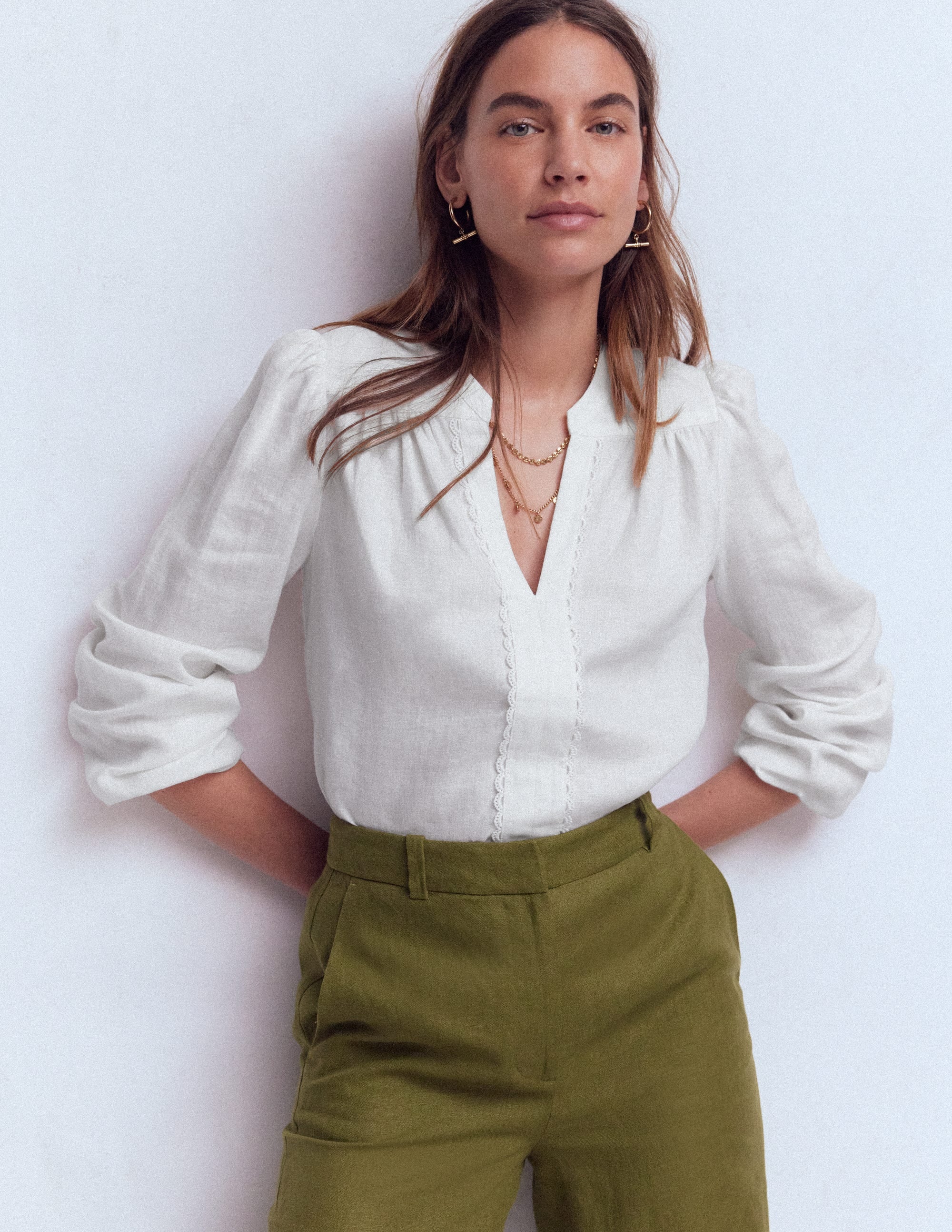 Linen Trim Insert Top-White - Image 4