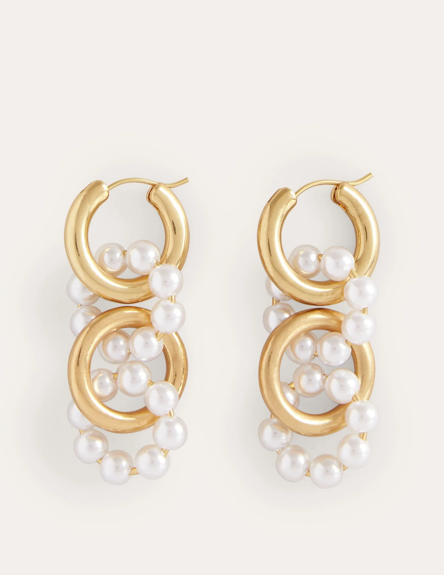 Link Bead Earrings-Pearl - Image 2