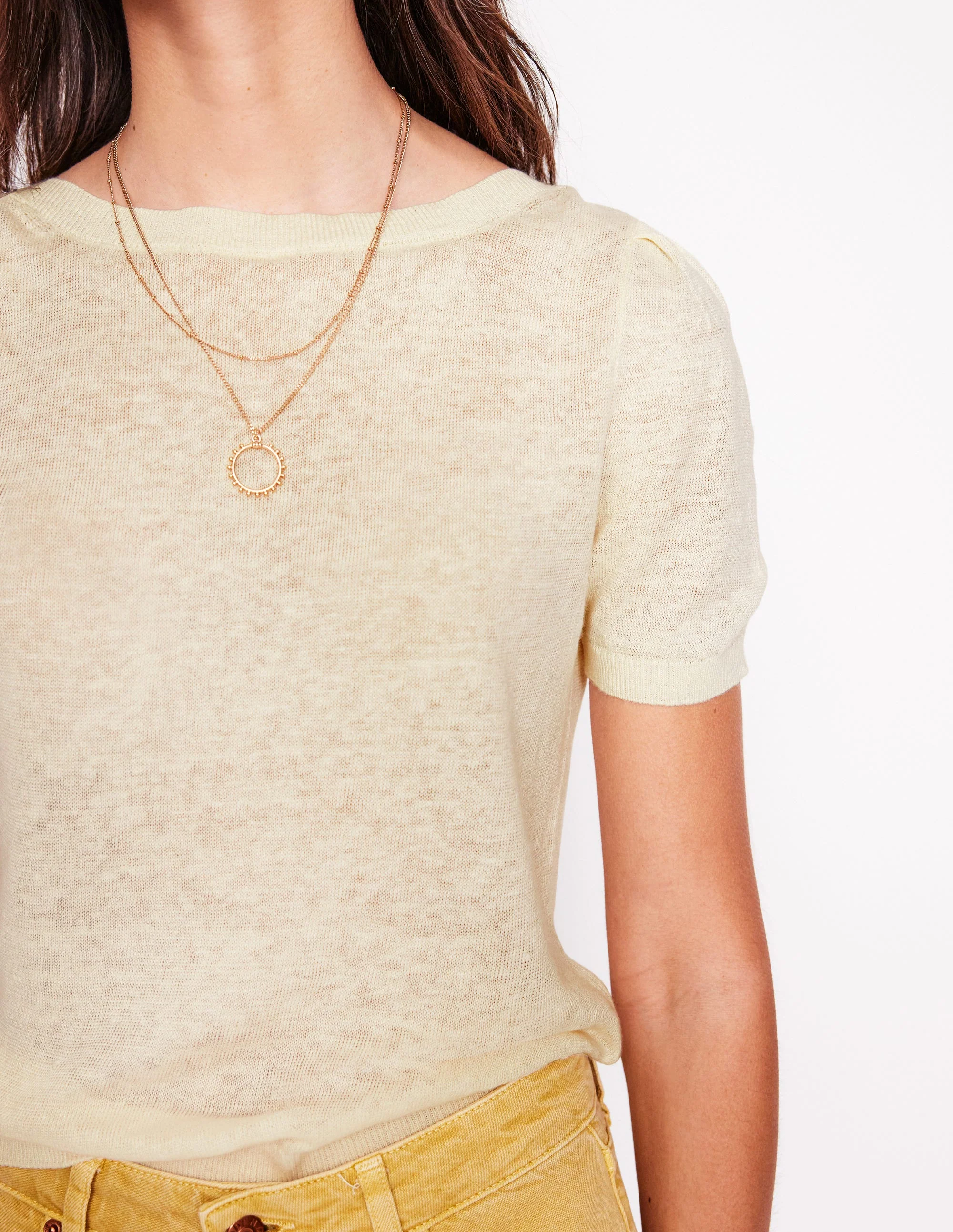 Liv Boat Neck Linen T-Shirt-Warm Ivory - Image 2