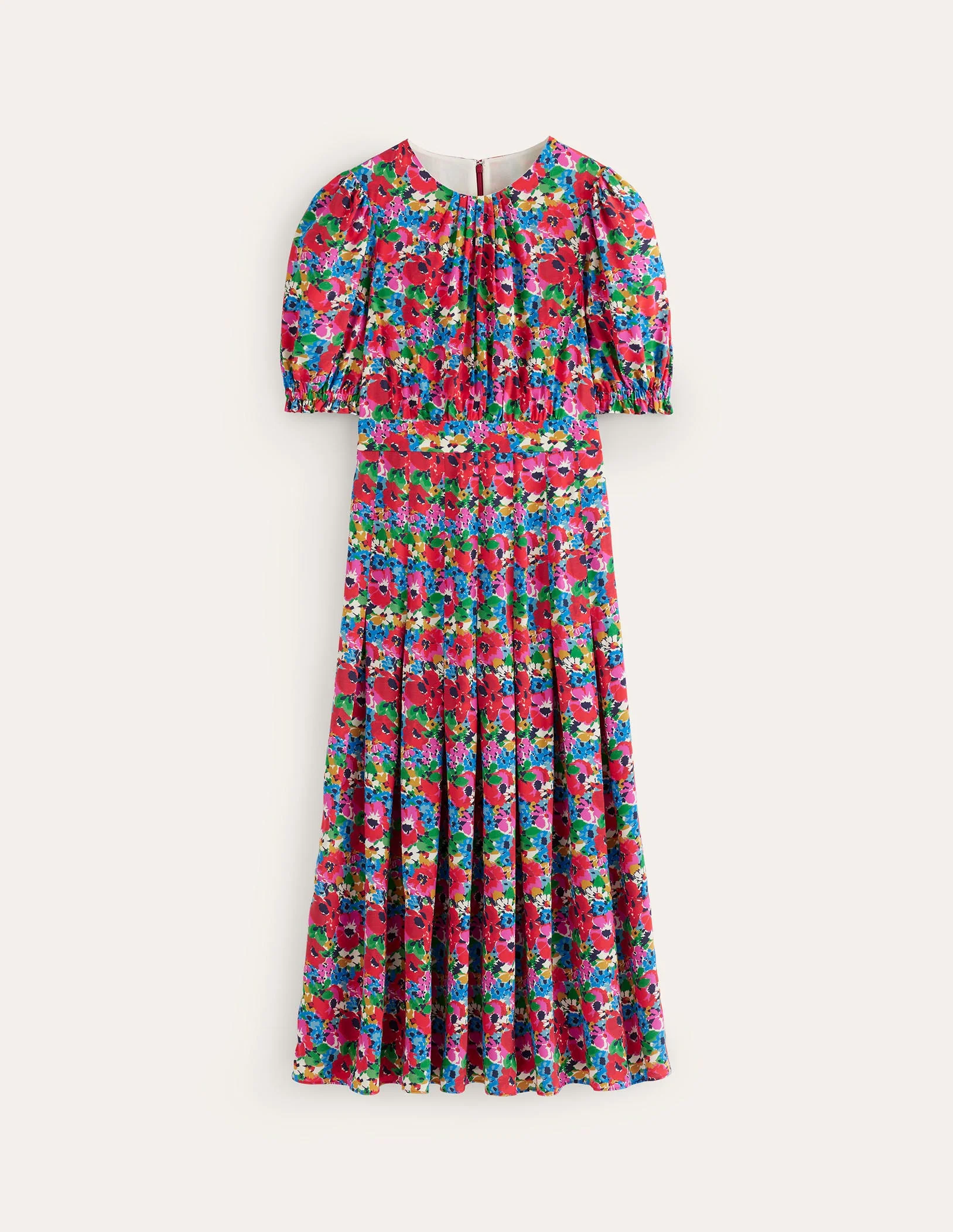 Liv Pleat Detail Midi Dress-Multi, Wild Poppy - Image 6
