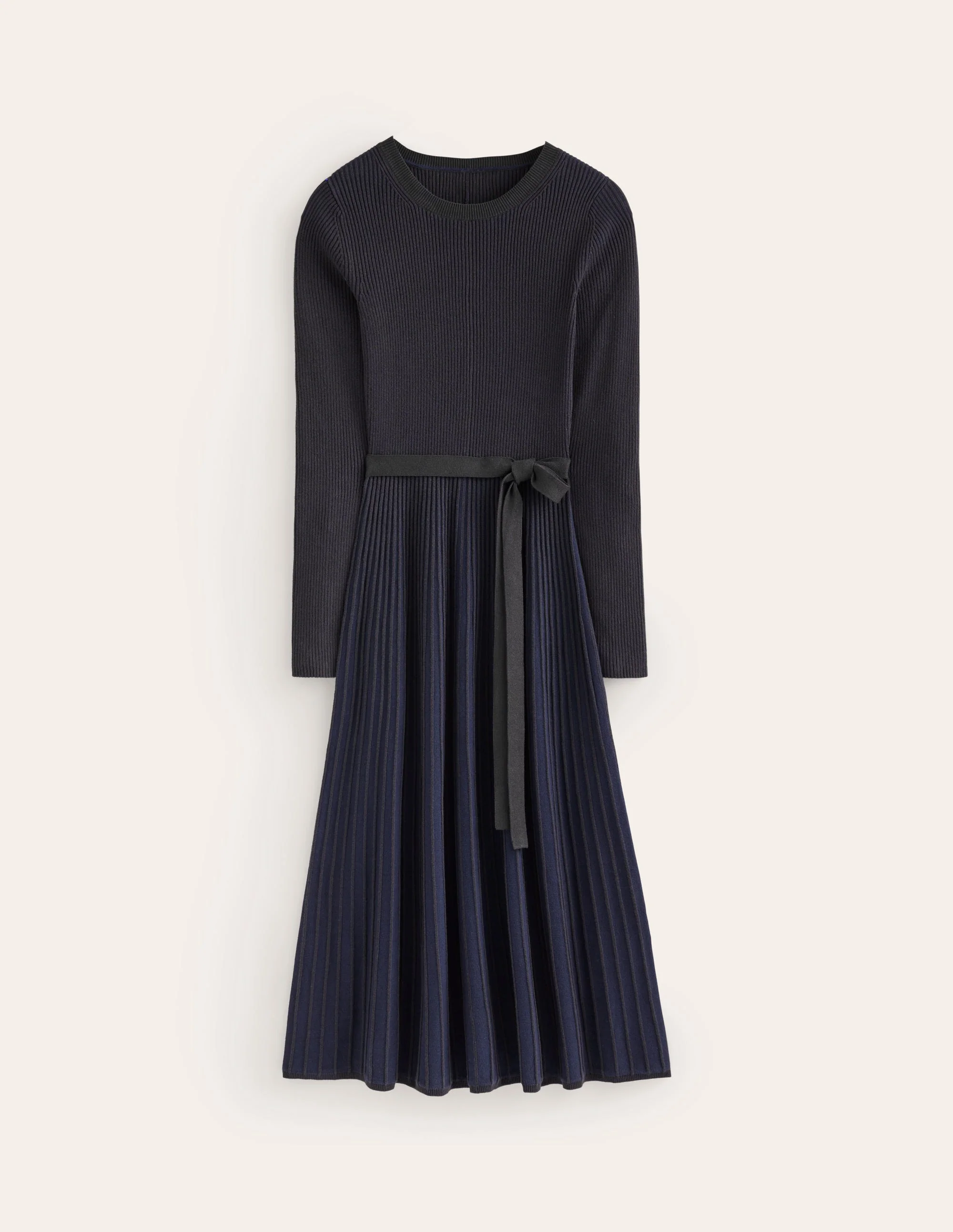 Lola Knitted Midi Dress-Navy, Black Plated - Image 5