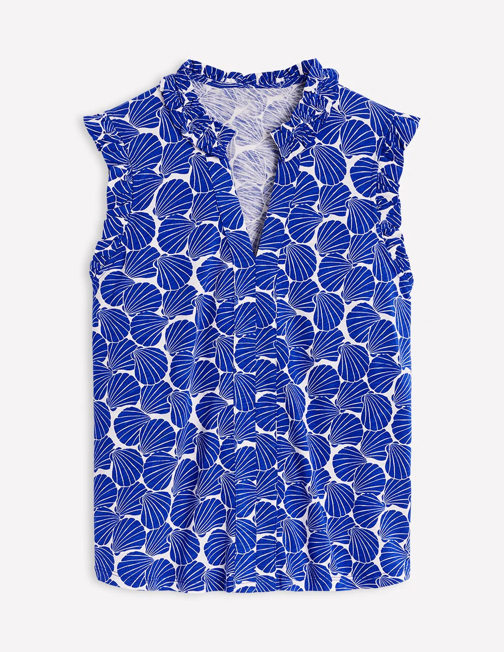 Lola Sleeveless Top-Bright Blue, Seashell - Image 5
