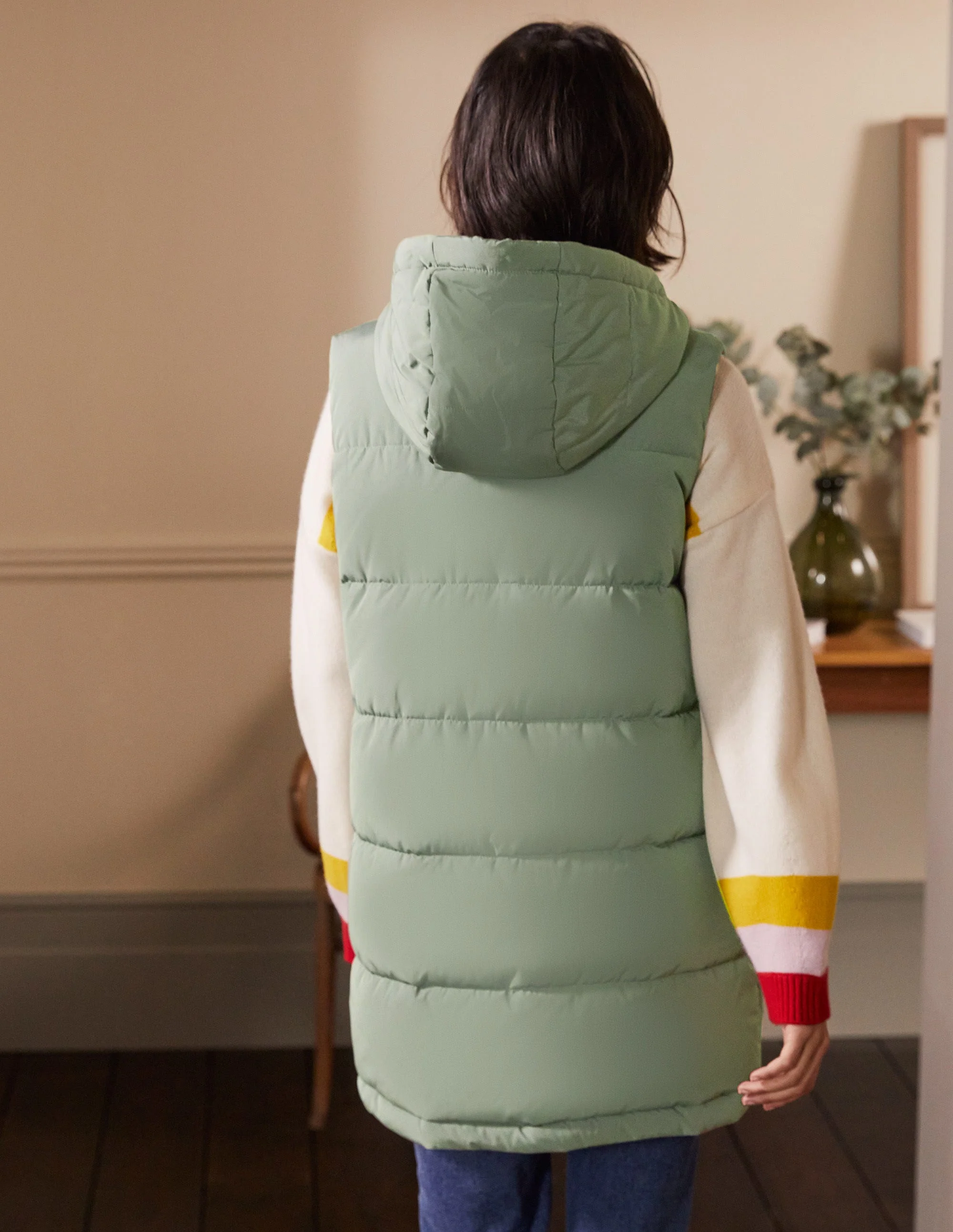 Long Puffer Vest-Alder/Milkshake - Image 3