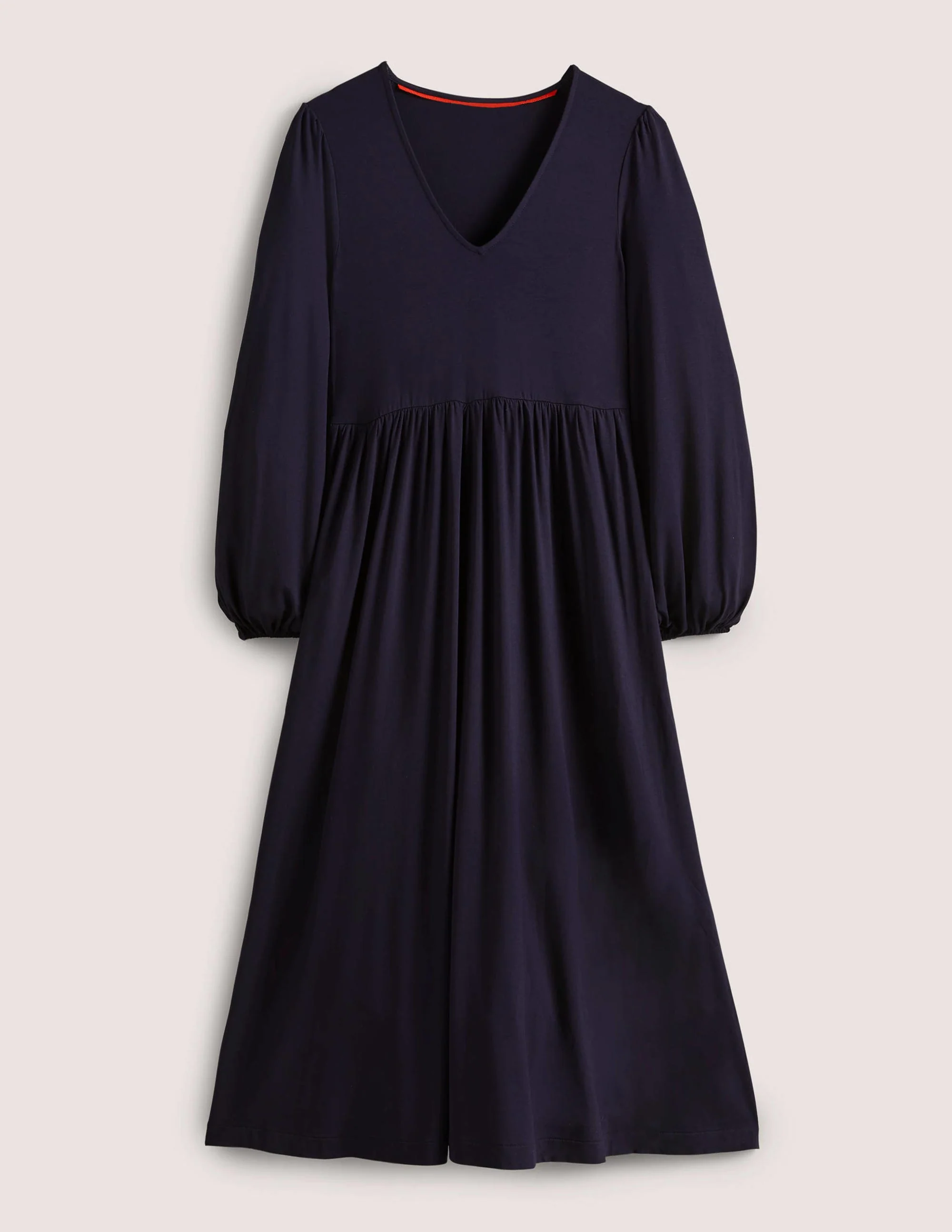Long Sleeve Jersey Midi Dress-Navy - Image 5