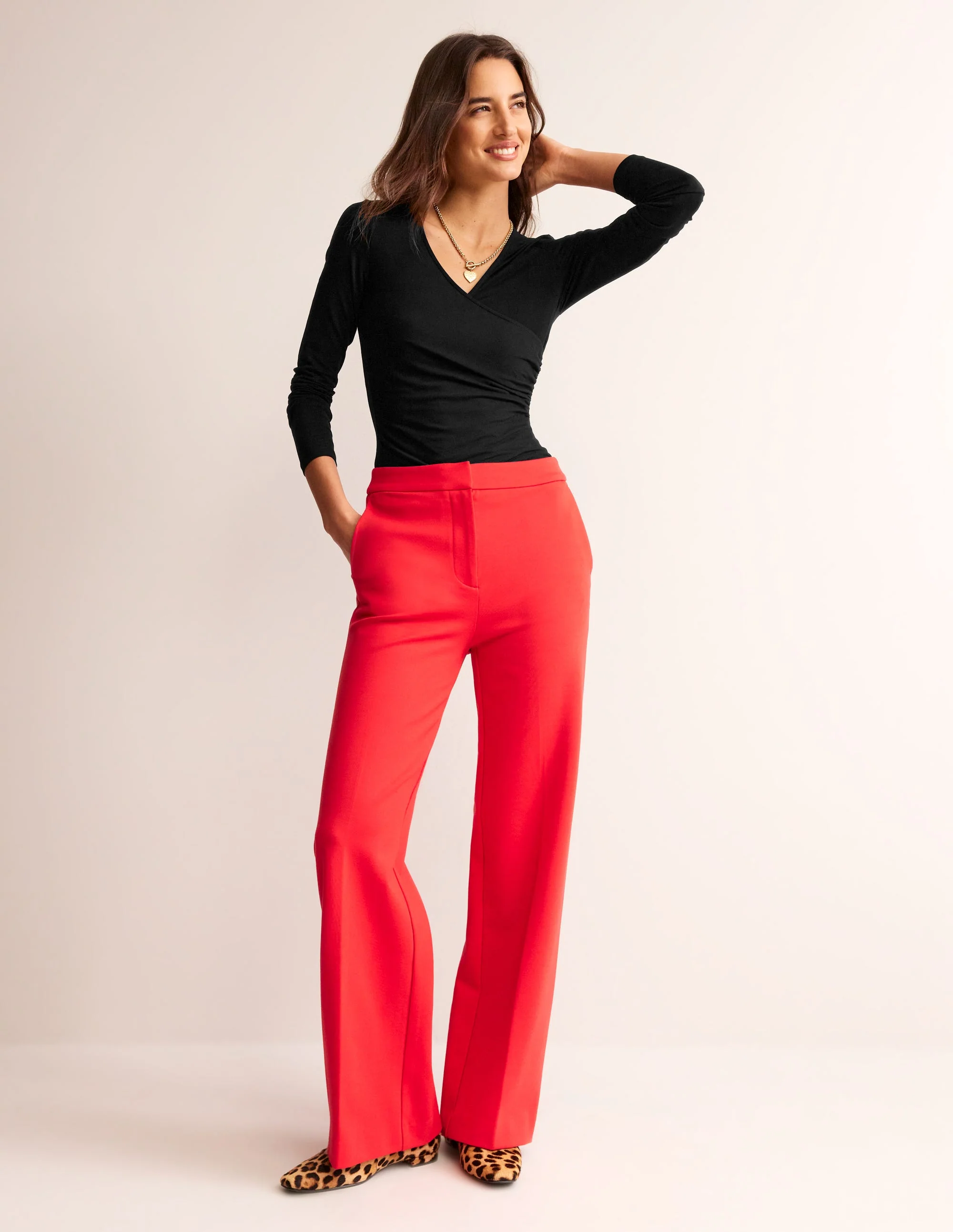 Long Sleeve Wrap Top-Black - Image 4