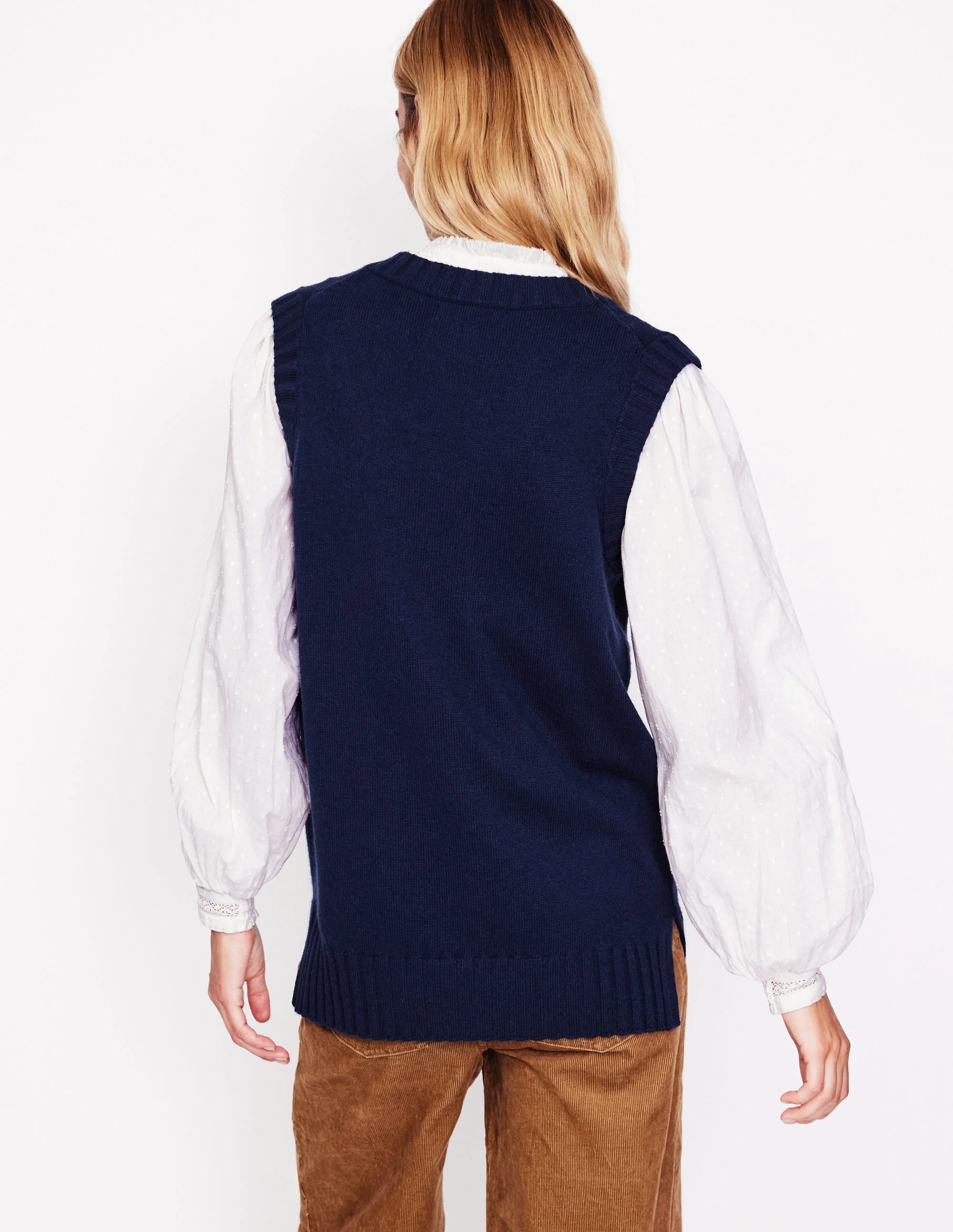 Longline V-Neck Tank-Navy - Image 3