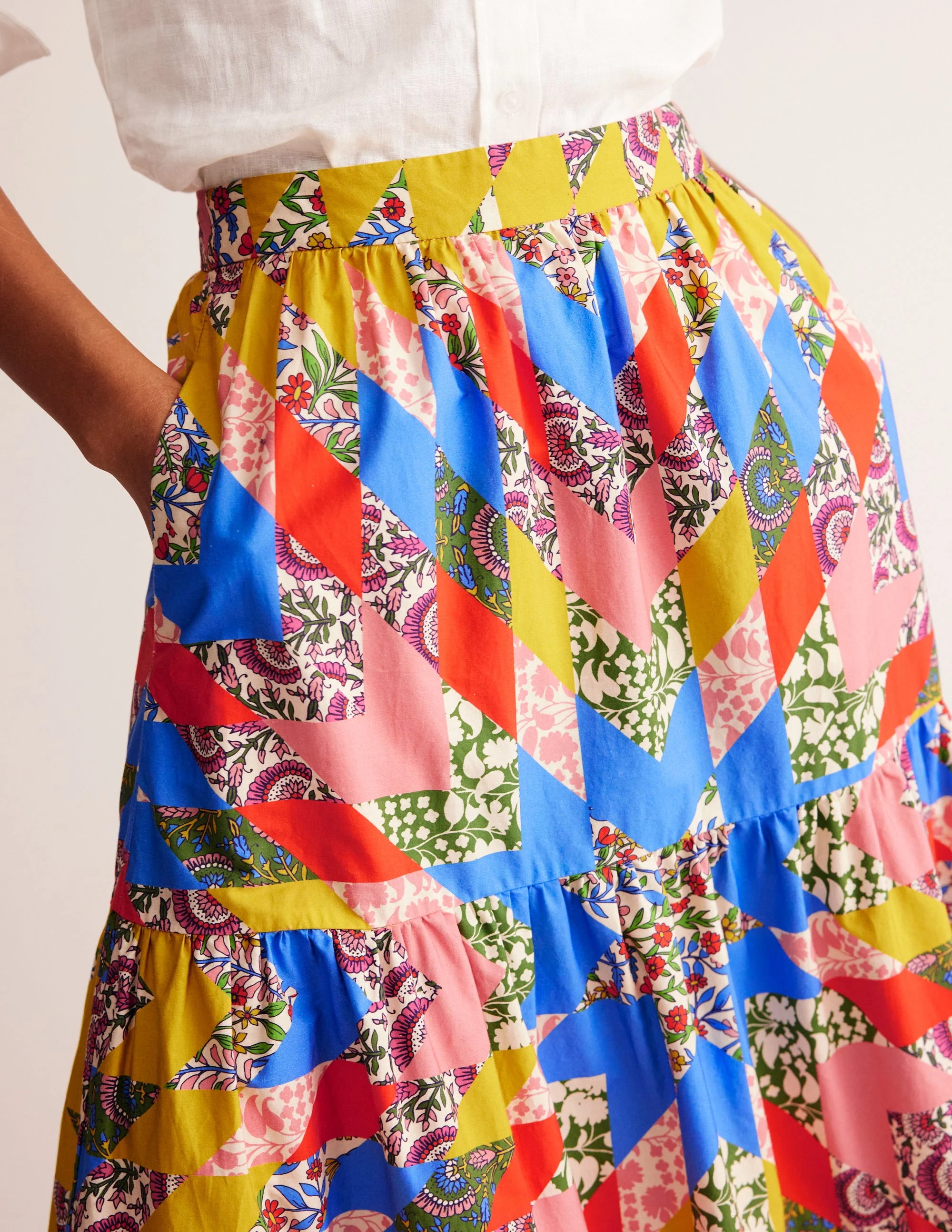Lorna Tiered Maxi Skirt-Multi, Patchwork Floral - Image 2