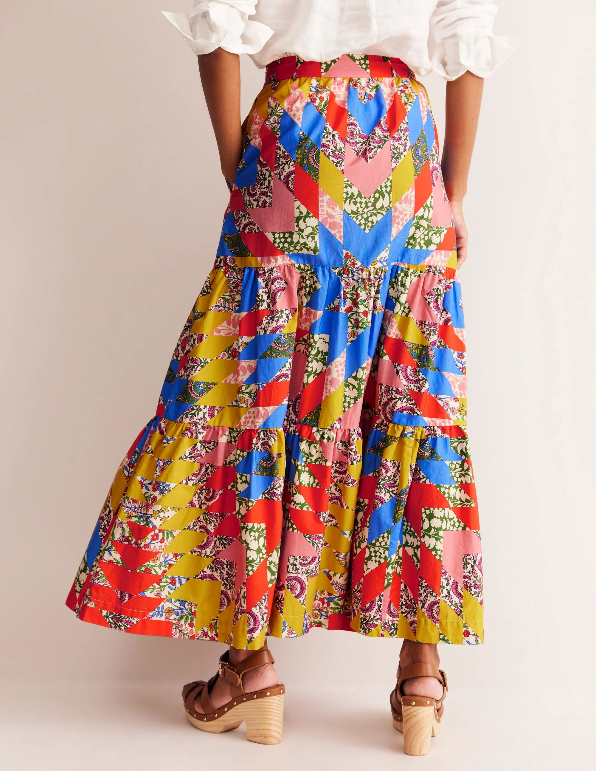 Lorna Tiered Maxi Skirt-Multi, Patchwork Floral - Image 3
