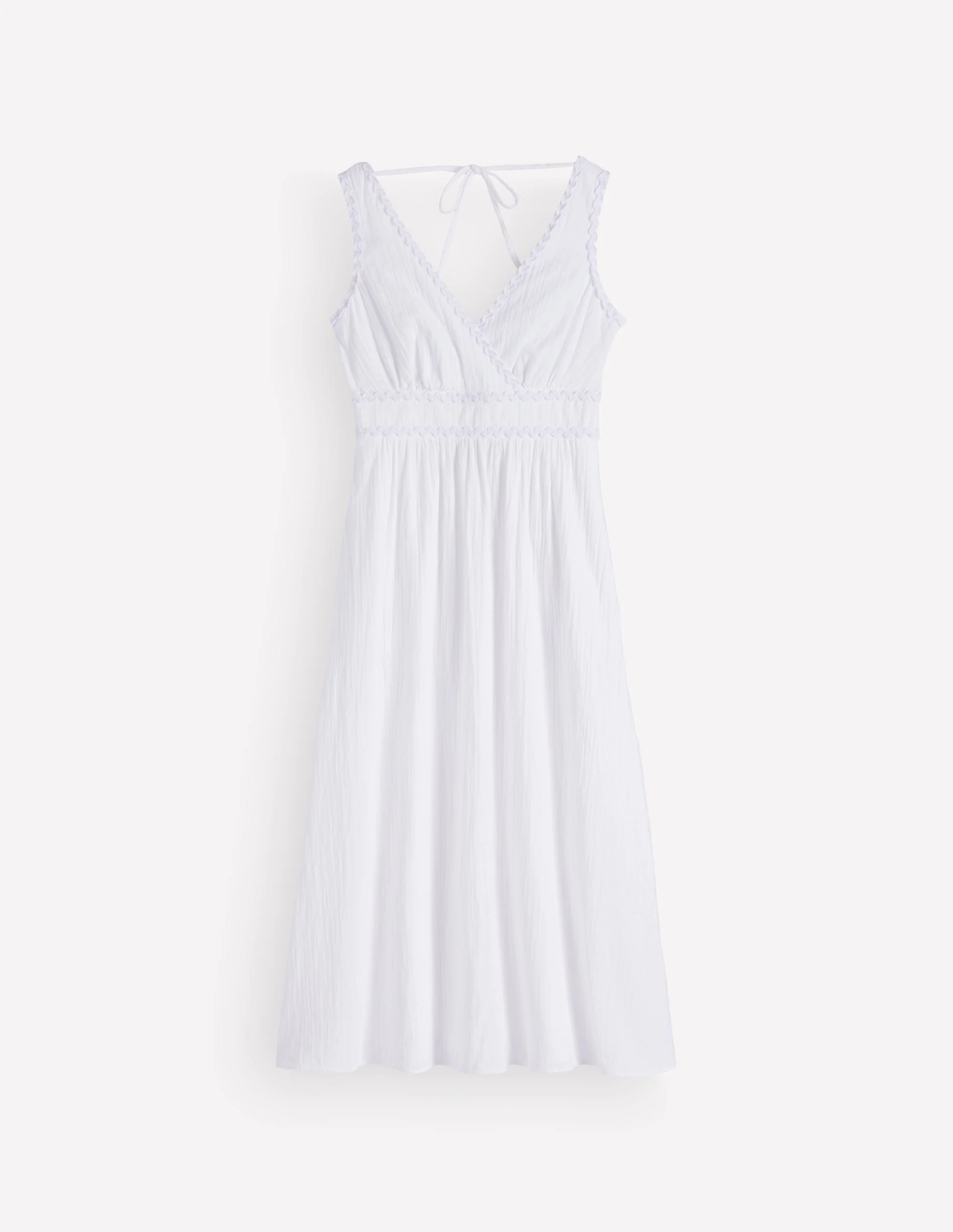 Lorna Trim Double Cloth Dress-White - Image 8